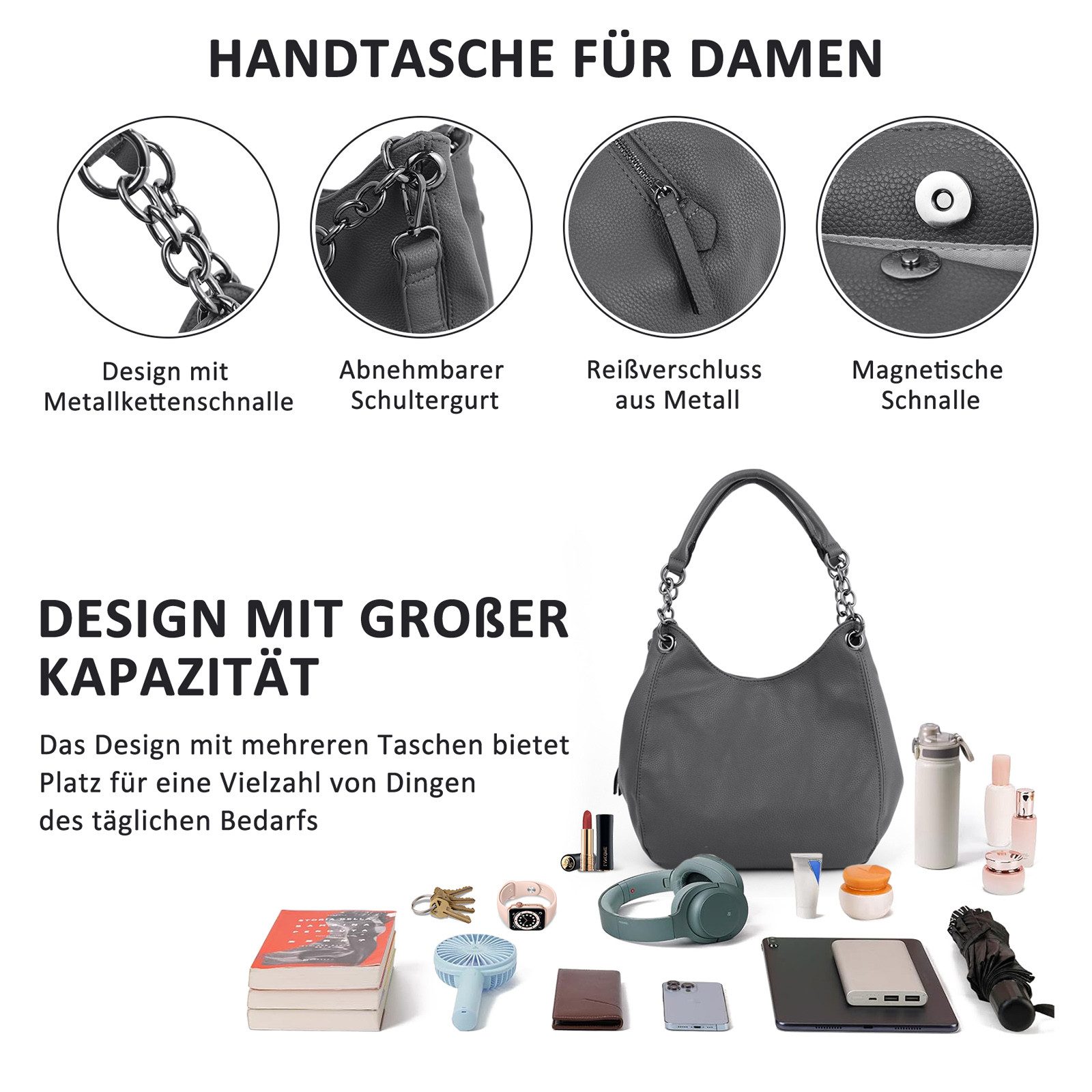 TAN.TOMI Henkeltasche Handtasche Damen Klein, Kunstleder Umhängetasche Klein Crossbody Bag, Damen Elegant Hobo Bag Schultertasche für Frauen