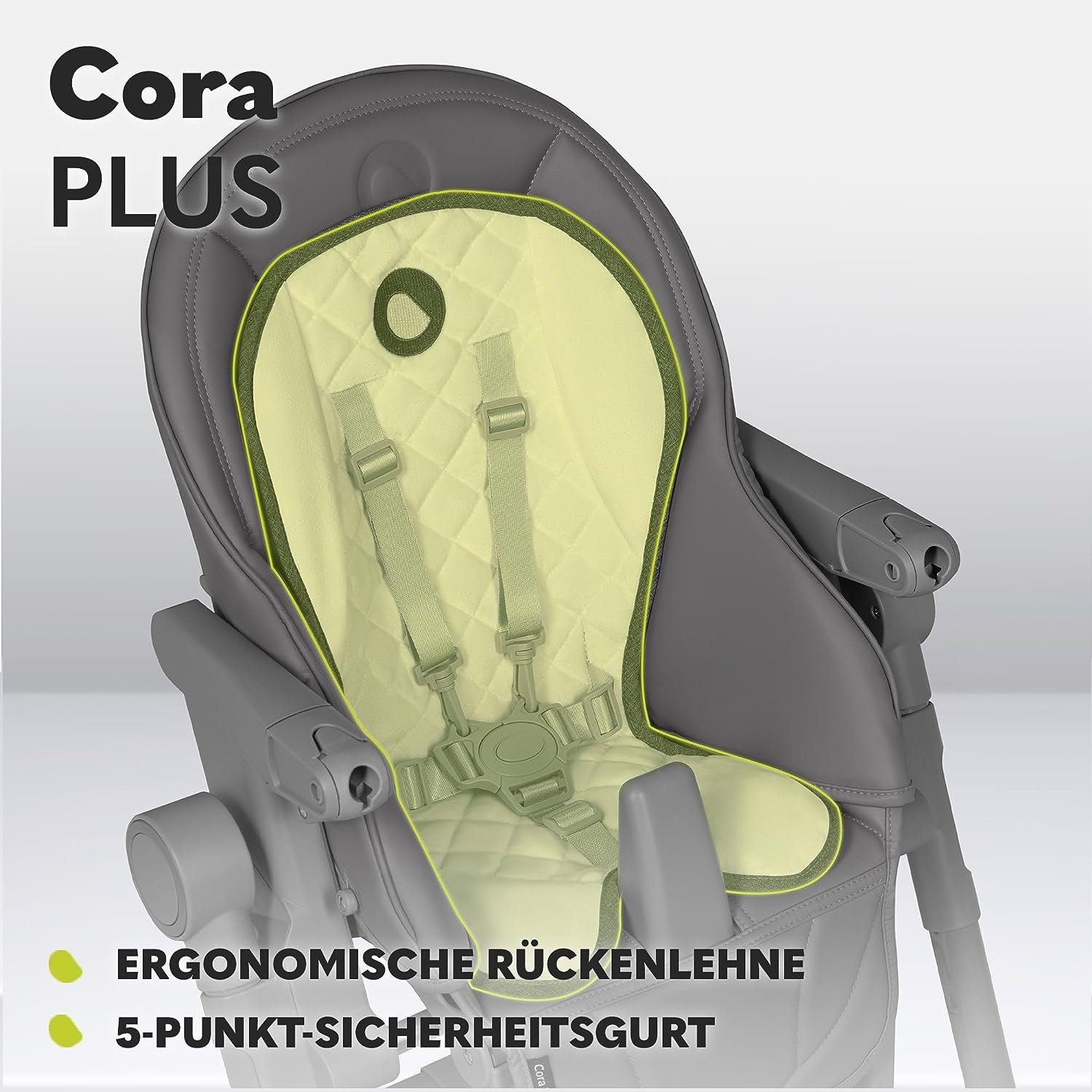 bis STUHL: 3 mit Cora und lionelo Hochstuhl (Set), Grau Sichere Liegefunktion, Jahre Konstruktion, 2-IN-1 Robuste Plus Fütterungsstuhl