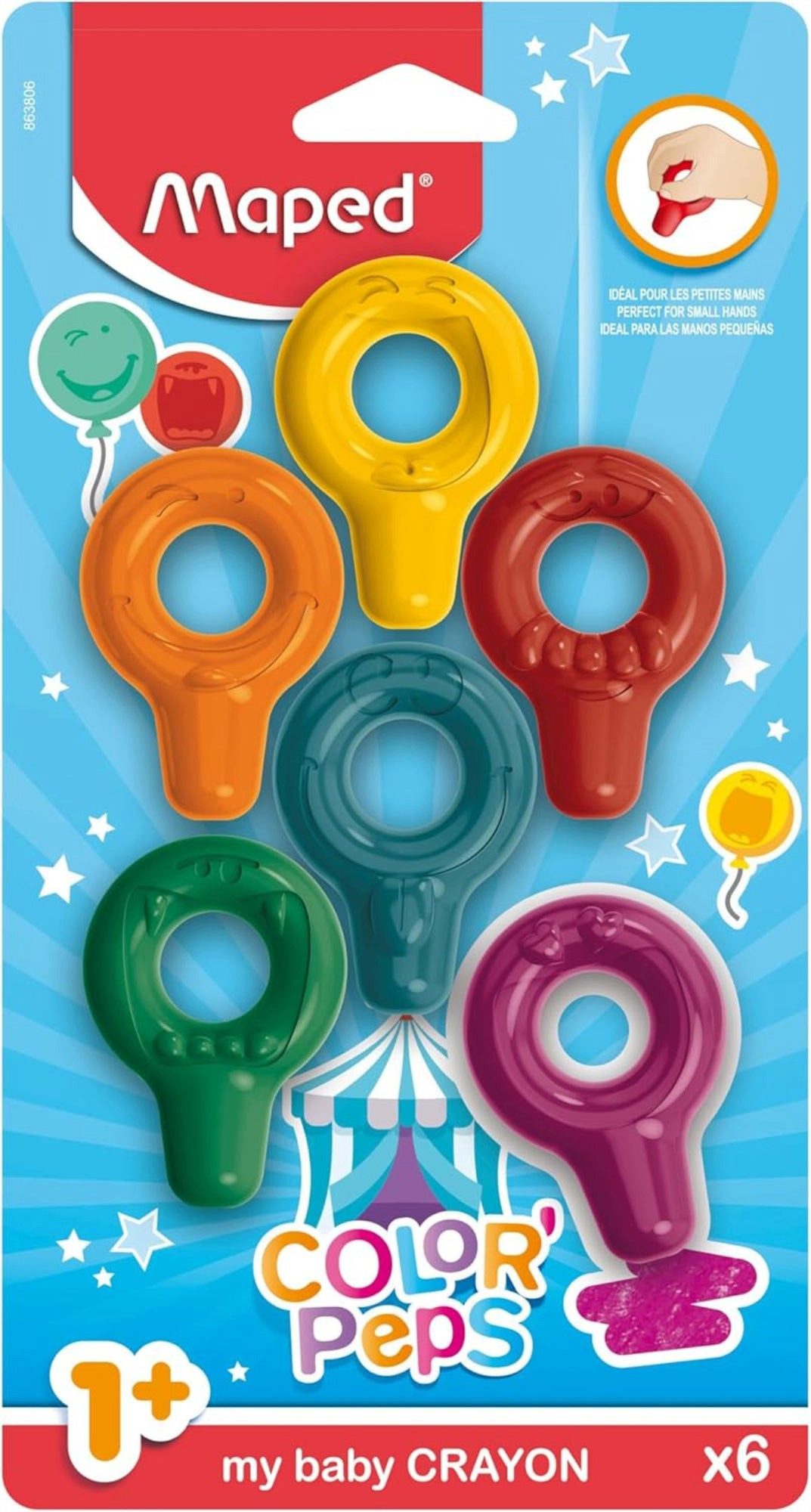 MAPED Wachsmalstift Maped COLOR'PEPS Baby-Wachsmalringe – 6 Stück ab 18 Monaten