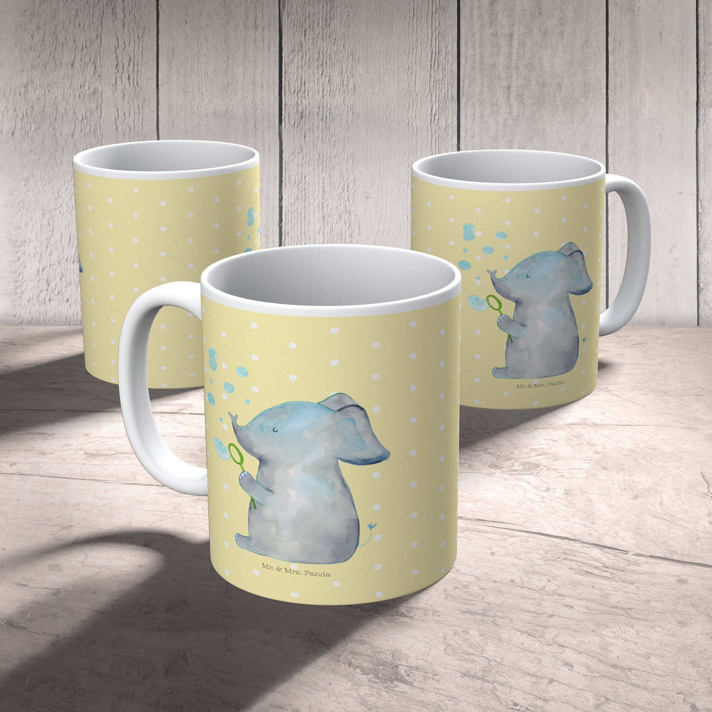 Kaffeetasse, Geschenk, Tiere, & - Mr. Pastell Kinderbecher R, Kunststoff Seifenblasen Elefant Gelb Panda - Mrs.
