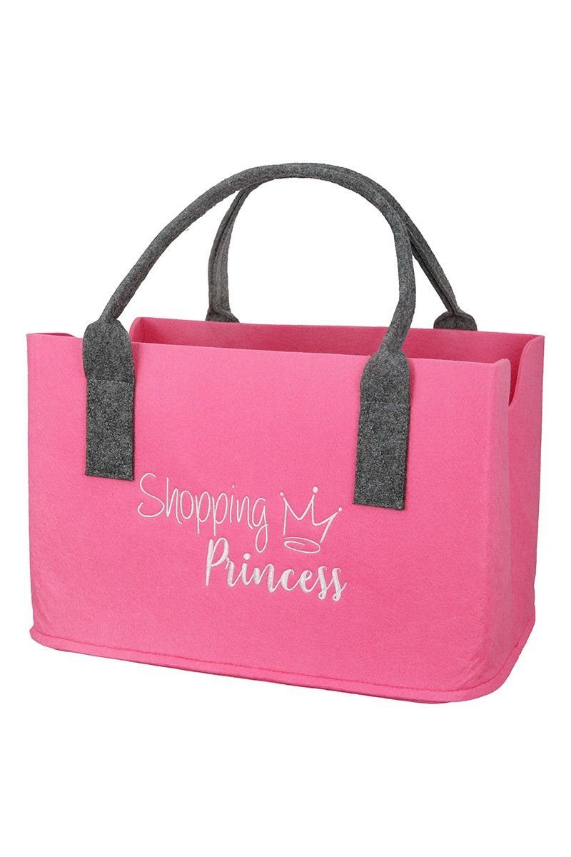 GILDE Dekoobjekt Robuste und Umweltbewusste "Shopping Princess" Filz Tasche in Pink mit