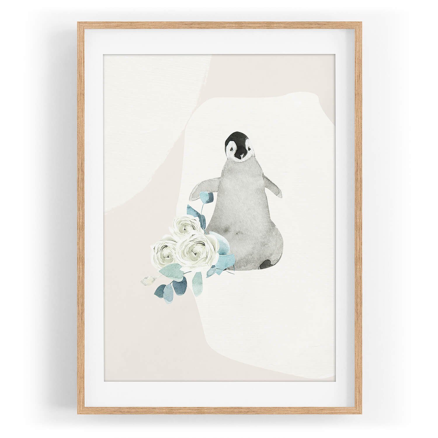 Sinus Art Wandbild Wandbild Tier Motiv kleiner Pinguin flauschig Blumen Süß. € 35,00