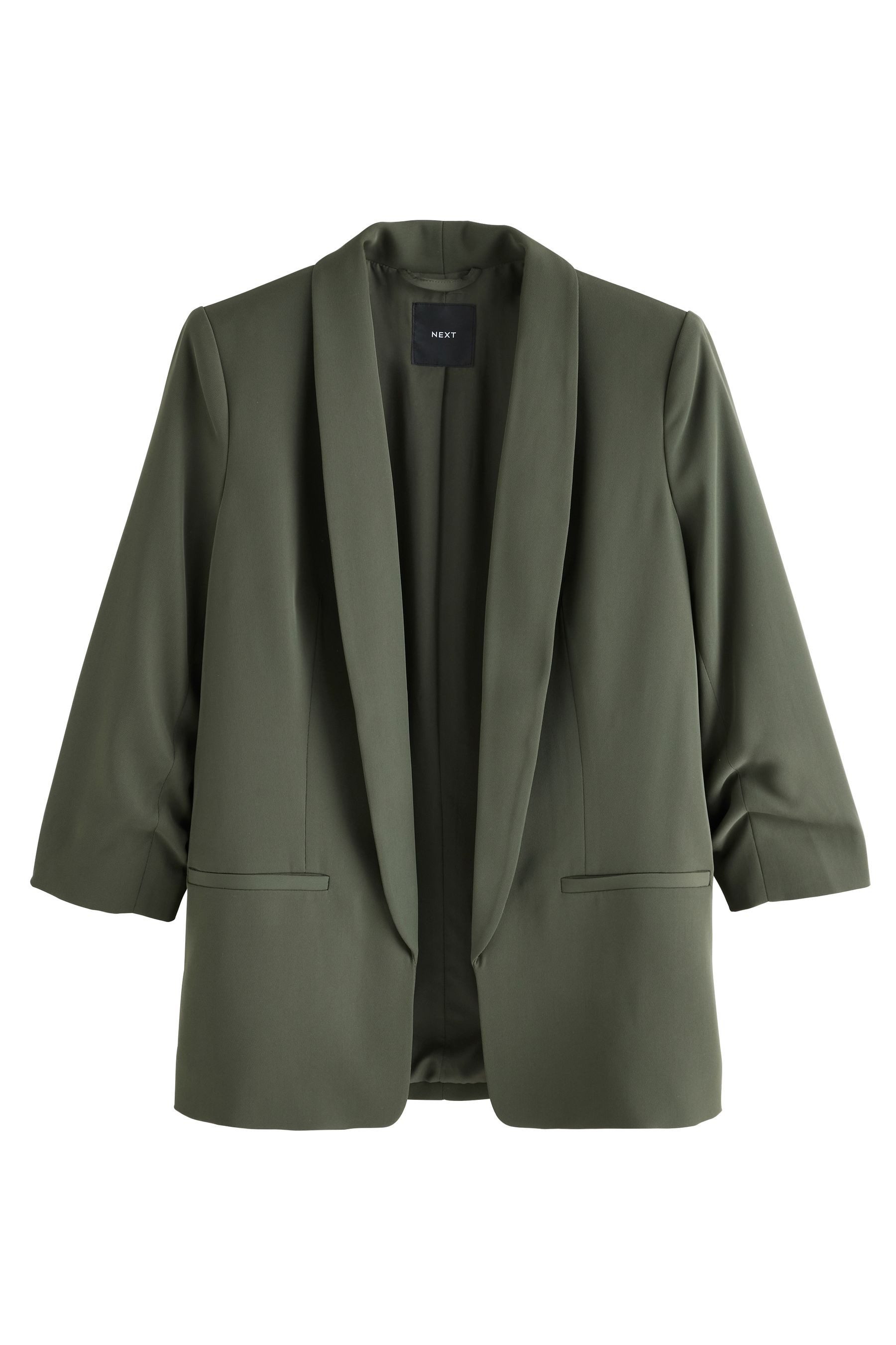 Next Jackenblazer Relaxed Fit Blazer mit Raffärmeln und Vichykaros (1-tlg)