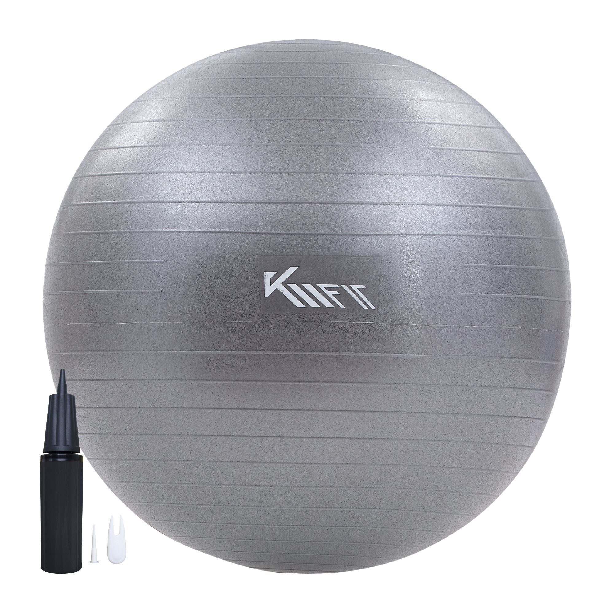 KM - Fit Gymnastikball Trainingsball Sitzball für Fitness,Yoga,Gymnastik 65 cm (mit Luft-Pumpe, Grau), Max. Belastbarkeit: 300 kg