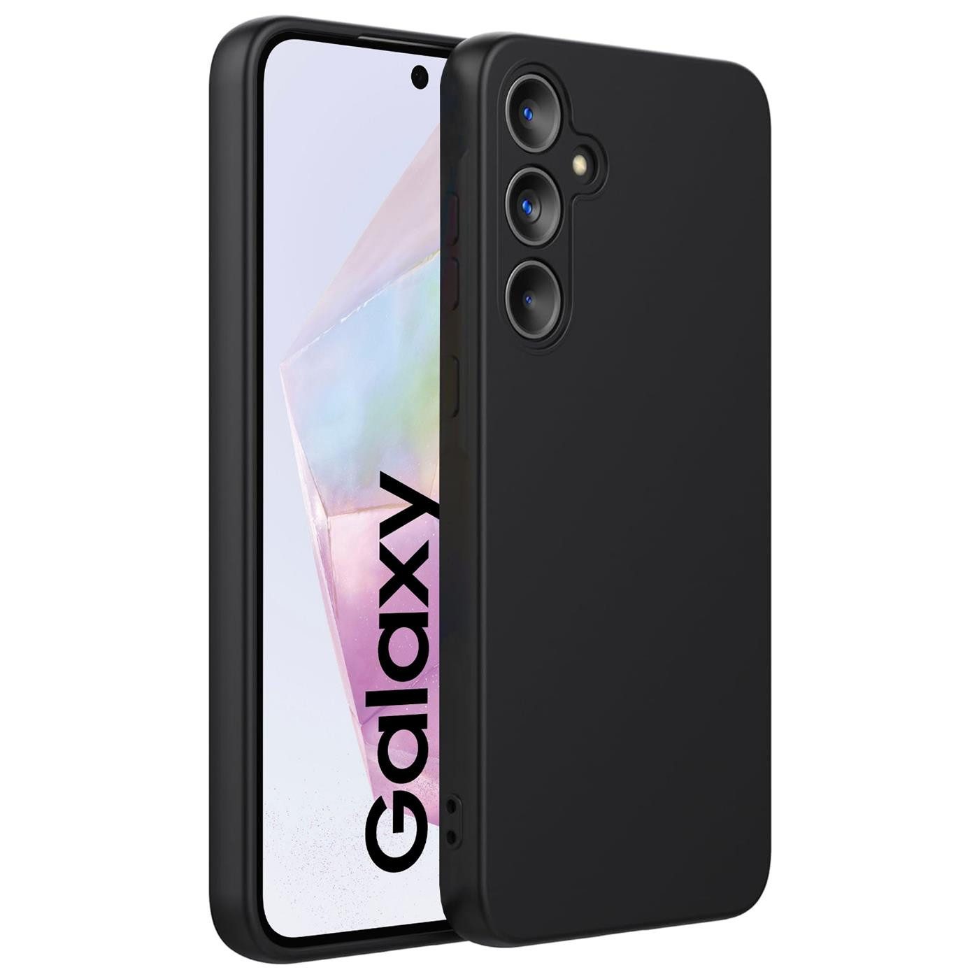 CoolGadget Handyhülle Handy Schutzhülle für Samsung Galaxy A55 5G matt schwarz 6,6 Zoll, Silikon TPU Hülle Schutz Tasche Cover schlicht Slim Case