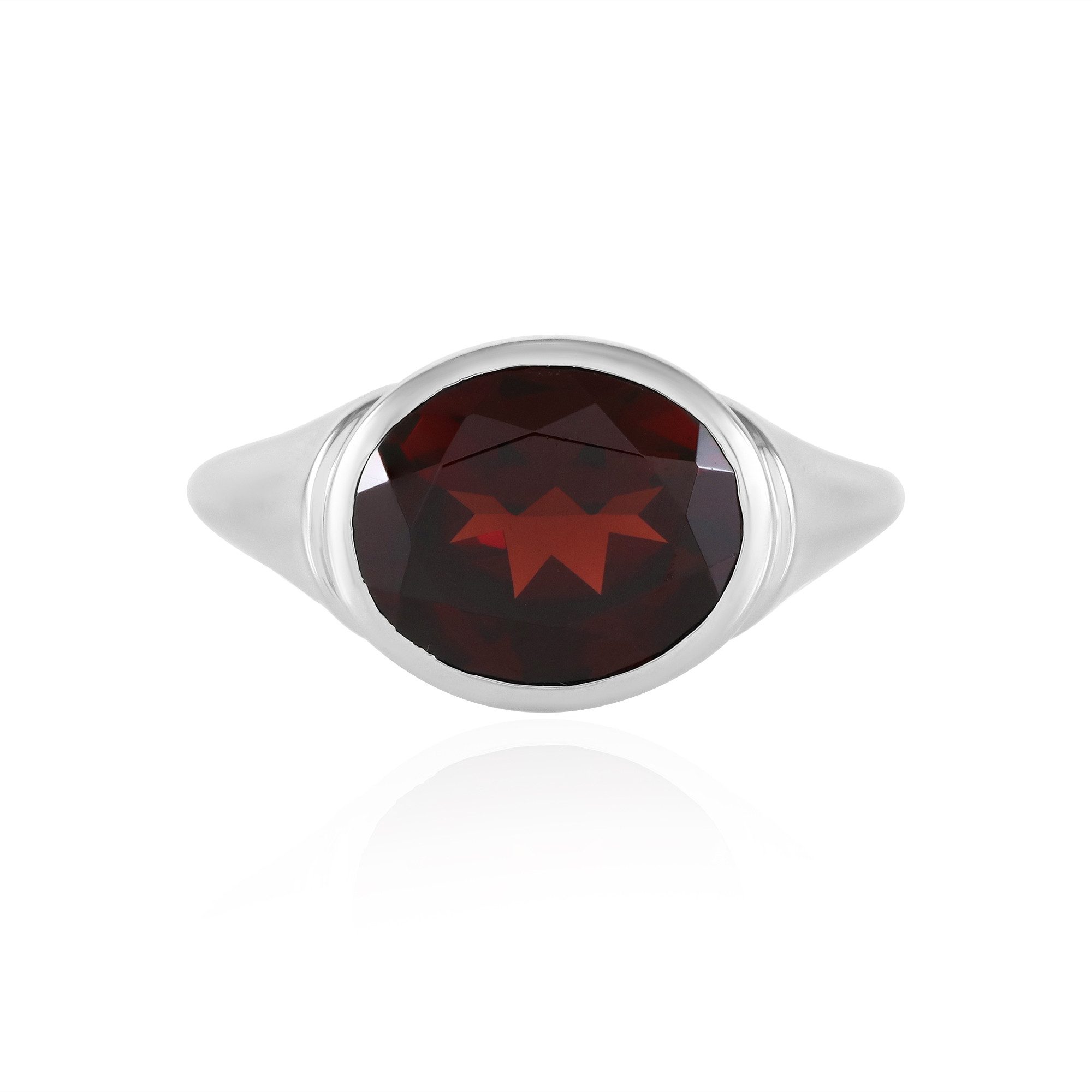 Solitärring Cavill Granat Ring 4,92 ct Oval, 925er Sterlingsilber plattiert, Damen
