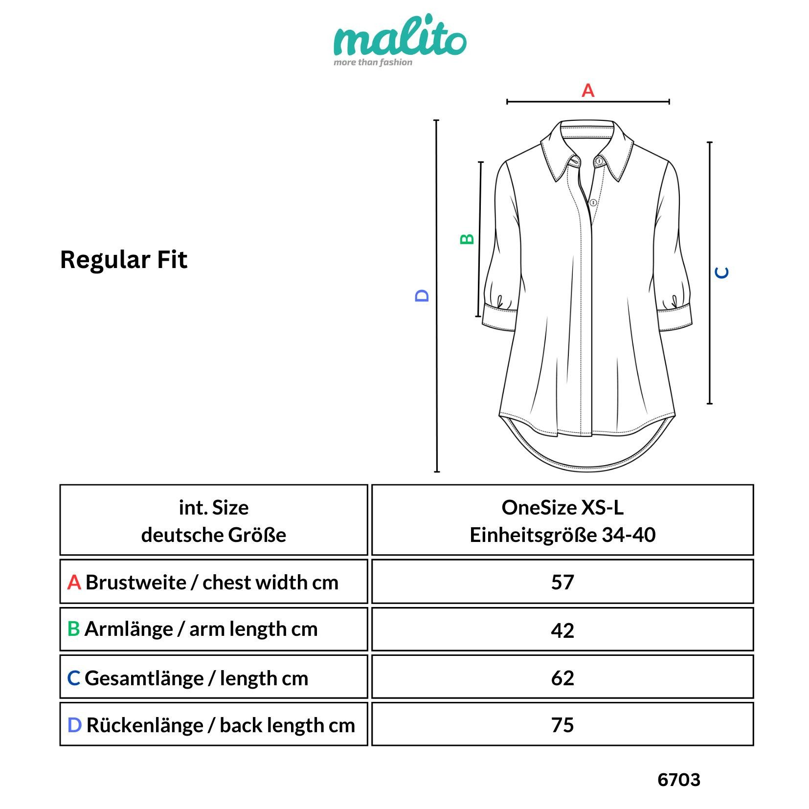malito more than fashion Schlupfbluse malito Damen Bluse mit Print, Tunika mit ¾ Armen, Blusenshirt auch Bluse mit Kreis Blumen Print 3/4 Ärmeln Einheitsgröße