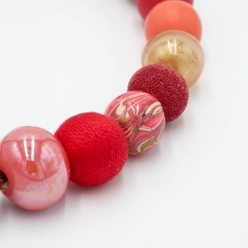 Perlenkette Red Range (inkl. Organza-Beutel), 45 cm lang, Halskette Damen, Made in Germany, mit Glas- und Keramikperlen