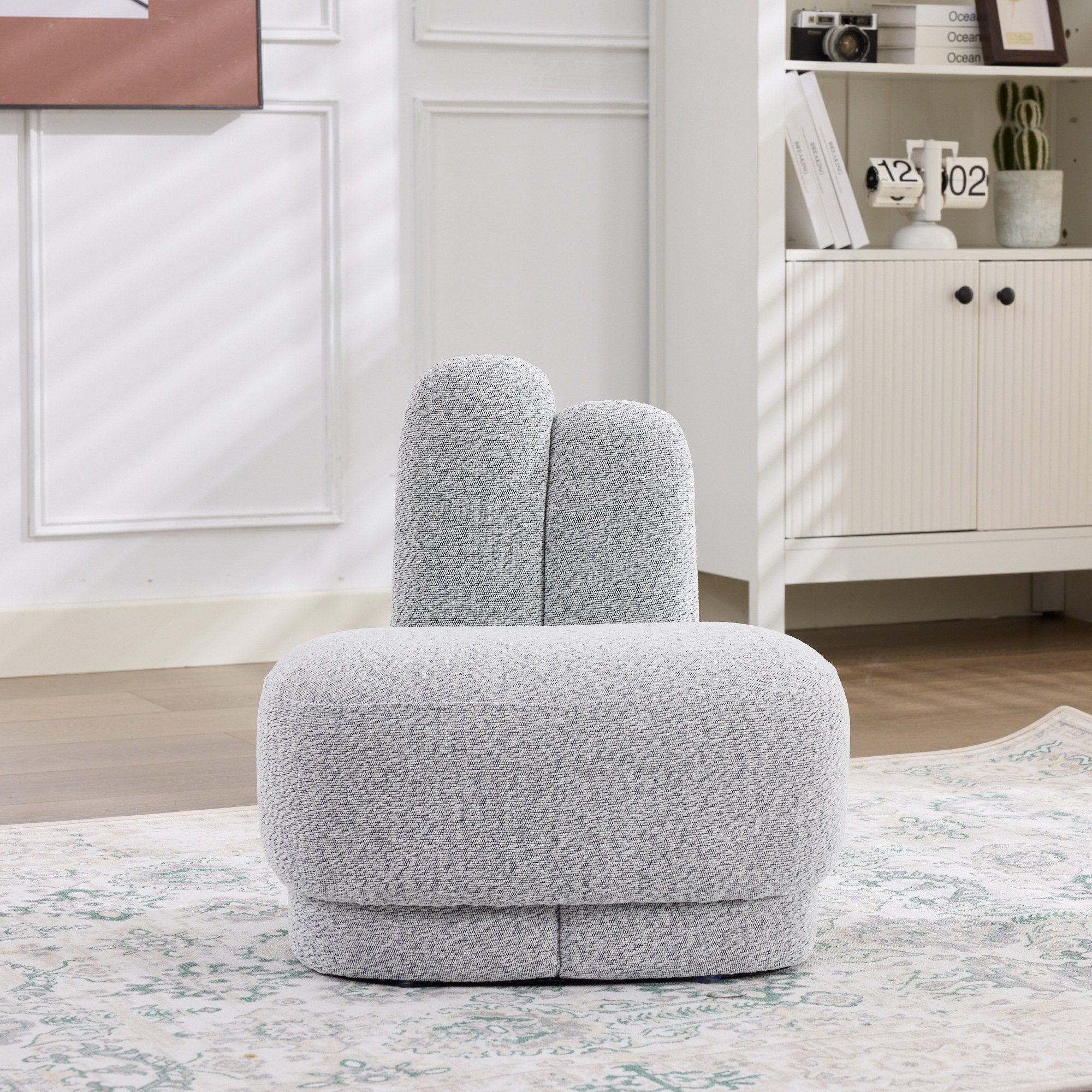 HAUSS SPOLE Loungesessel Hasenohren-Sitzhocker,Stoffhocker mit Ohren,nicht abnehmbar,Grauweiß (Spielzimmer-Hocker Hasen-Stuhl mit aufgestickten Ohren-Details, als gemütliche Fußstütze auf der Couch), für Kinder