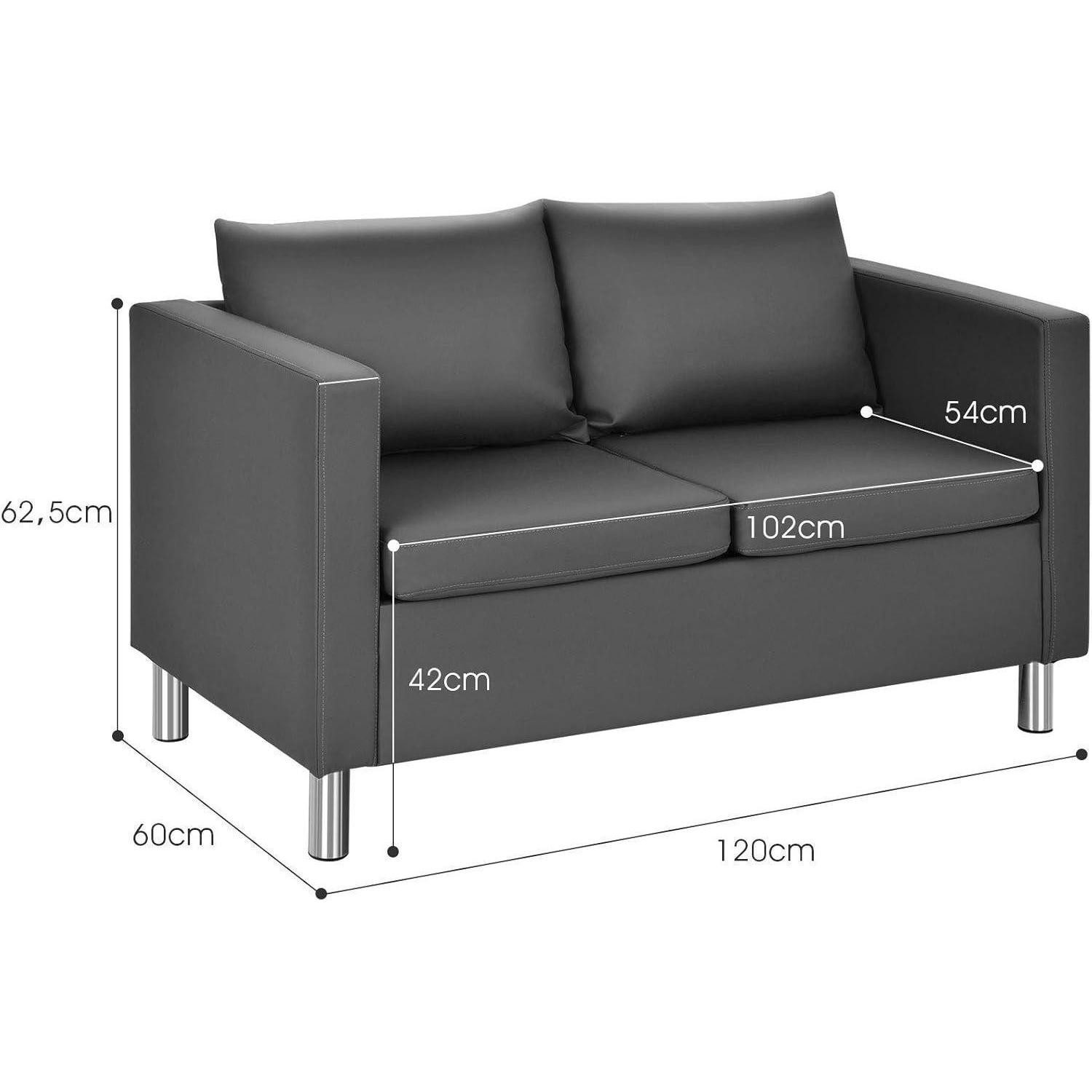 LuxusKollektion 2-Sitzer 2-Sitzer Sofa Kunstleder Metallbeine Holzrahmen