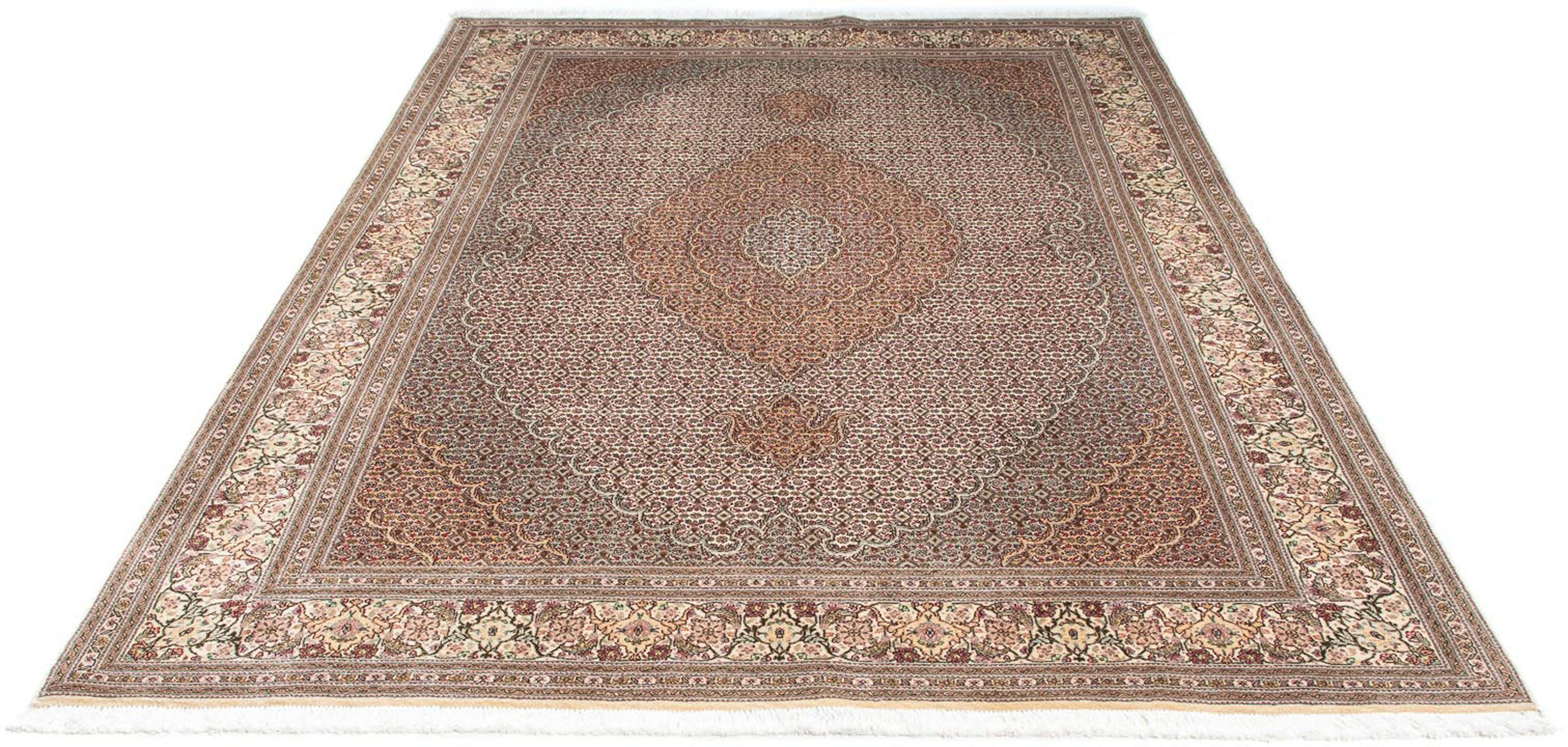 Orientteppich Perser - Täbriz - 242 x 168 cm - hellbraun, morgenland, rechteckig, Höhe: 10 mm, Wohnzimmer, Handgeknüpft, Einzelstück mit Zertifikat
