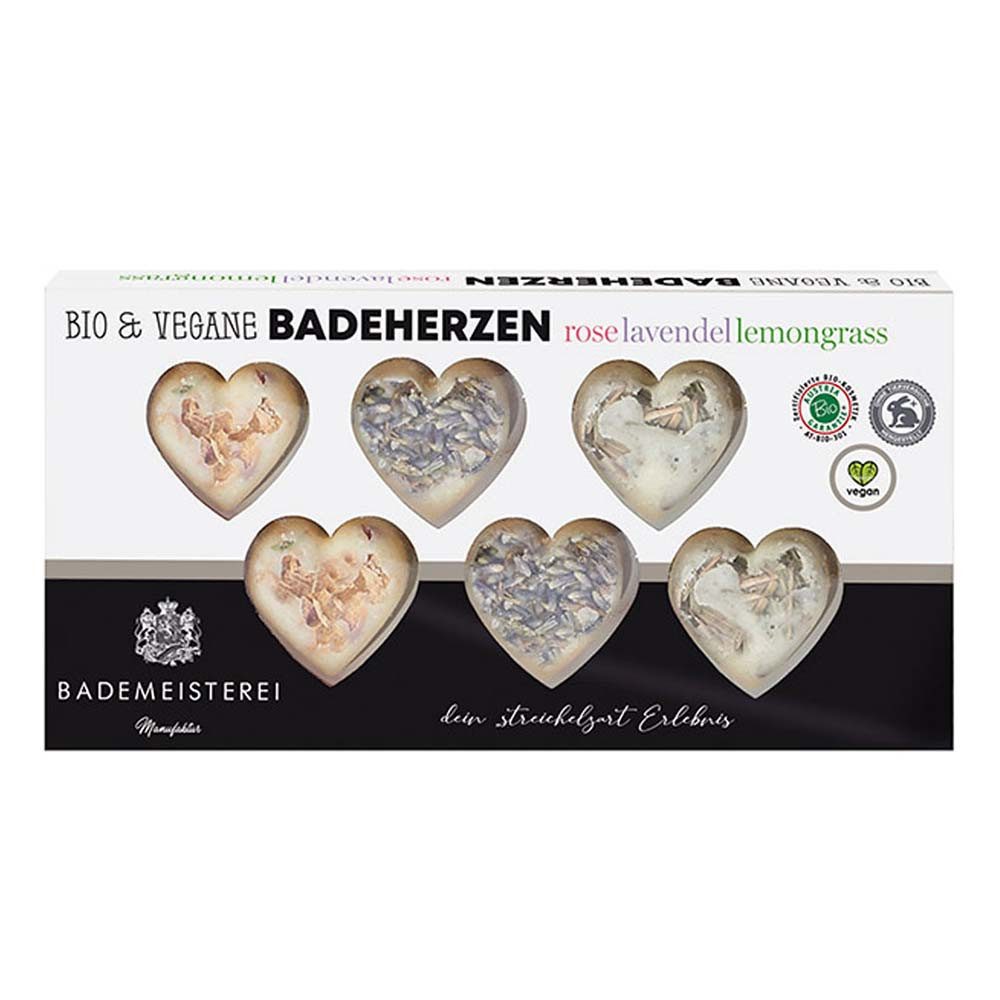 Feste Duschseife Badeherzen - 6 Stück Set