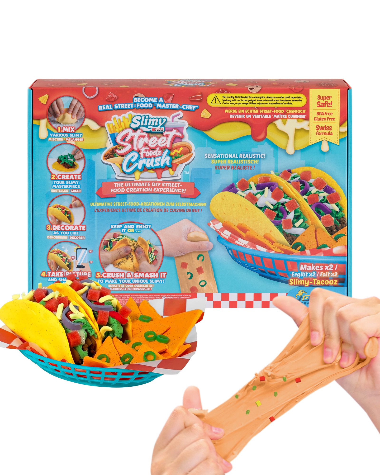 Slimy® Knetform-Set Street Food Crush - Tacooz (1-tlg), Slime und Knete Kreativ-Set zum selber Mischen, Formen und Dekorieren