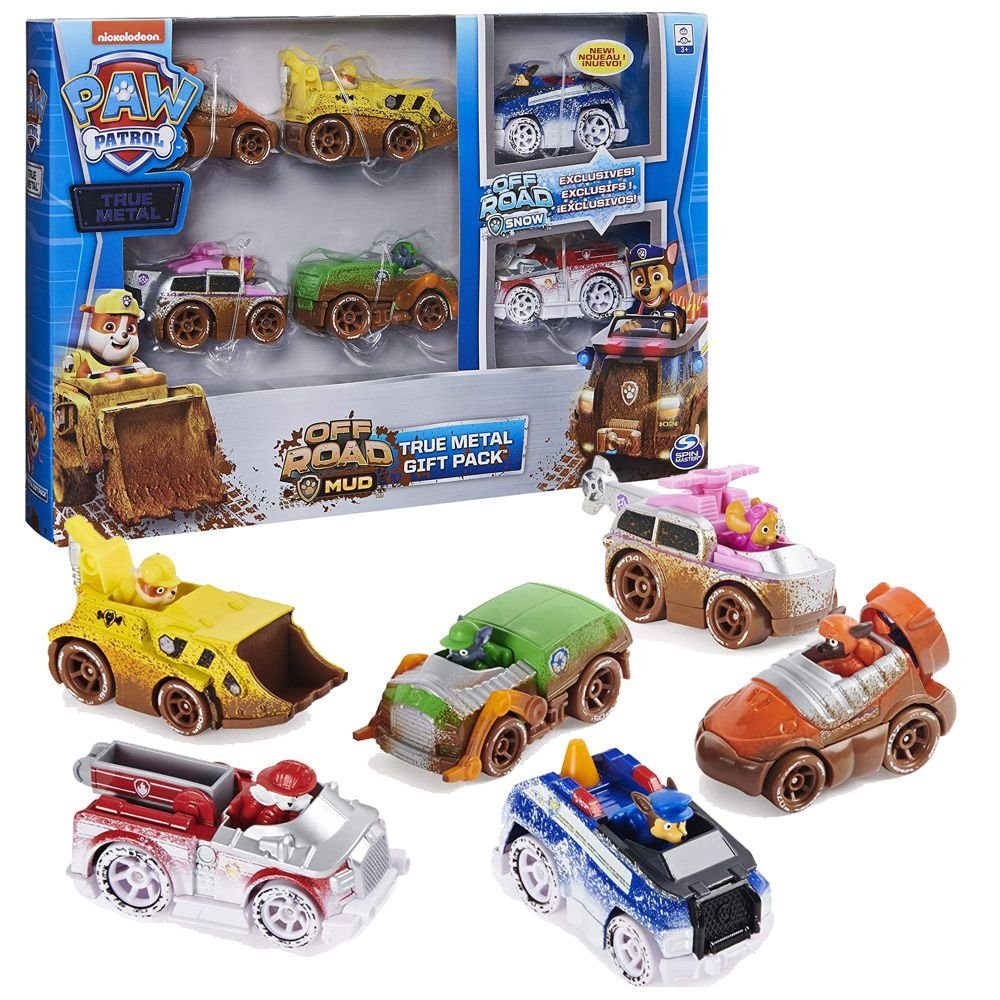 PAW PATROL Spielzeug-Auto Geschenk Set Off Road 6 Die-Cast Fahrzeuge Paw  Patrol True Metal