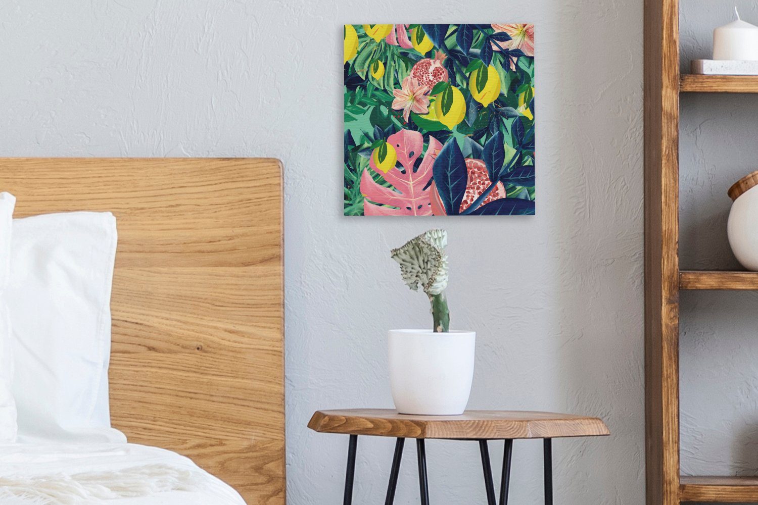 OneMillionCanvasses® Leinwandbild Blumen - St), Früchte Farben, für Leinwand Schlafzimmer Wohnzimmer (1 - Bilder