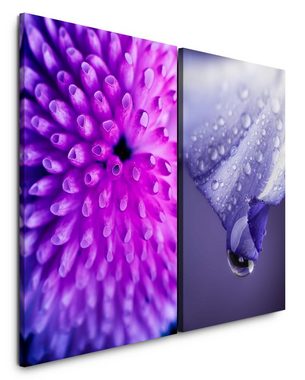 Sinus Art Leinwandbild 2 Bilder je 60x90cm Koralle Unterwasser Wasserperle Wassertropfen Blume Blüte Makrofotografie