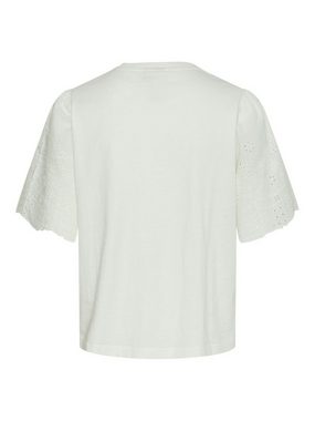 Y.A.S Kurzarmshirt Shirt, Oberteil YASLEX SS TOP W. EMB SLEEVES S. NOOS (Kurzarm mit Lochstickerei, Rundhalsausschnitt, normal geschnitten) aus reiner Baumwolle für angenehmes Tragegefühl