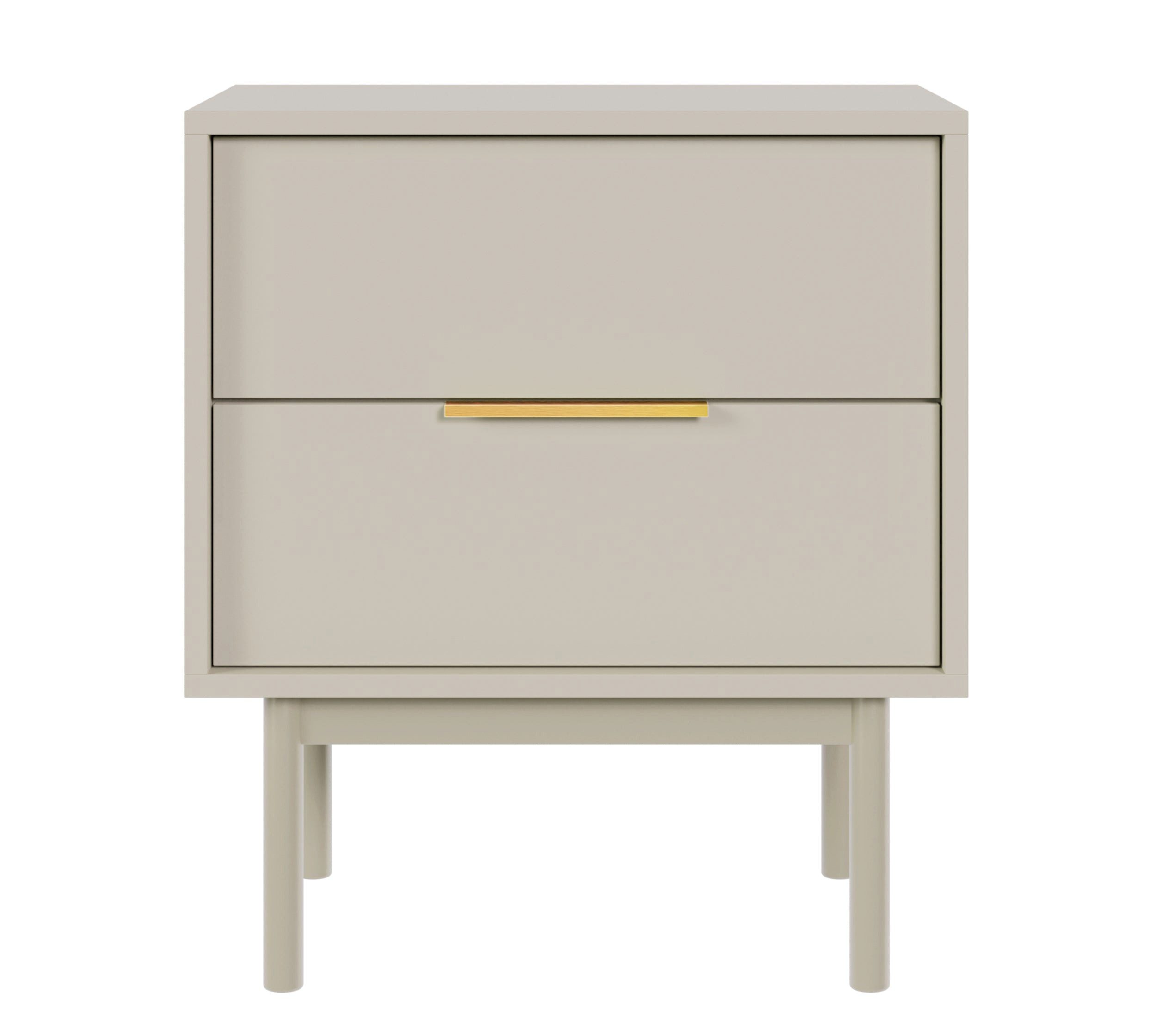 Selsey Nachttisch VIVIARO, 2 Schublanden mit Soft-Close-Funktion und goldfarbenem Stangengriff