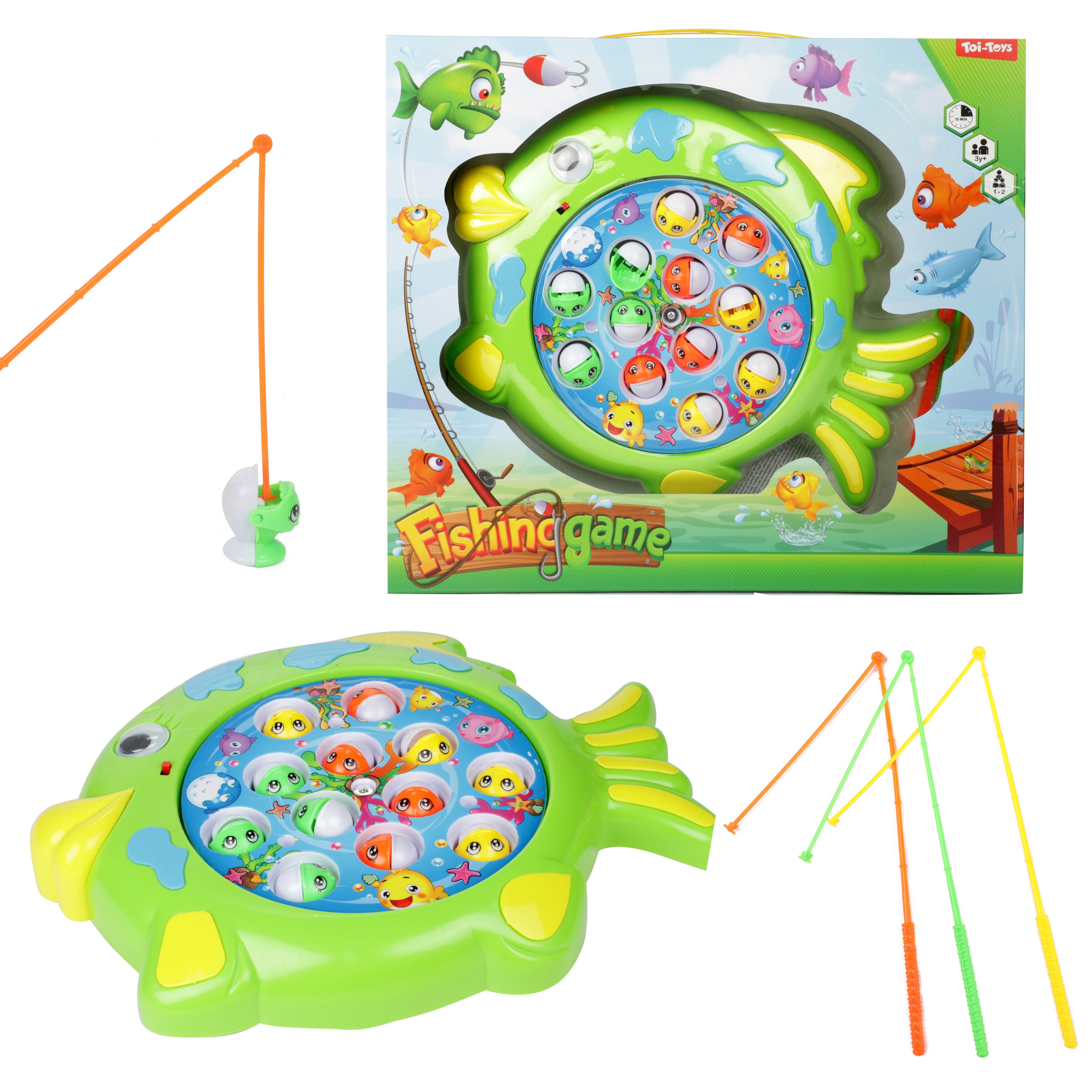 Toi-Toys Spiel, Angelspiel Drehscheibe - Fange den Fisch, mit Sound