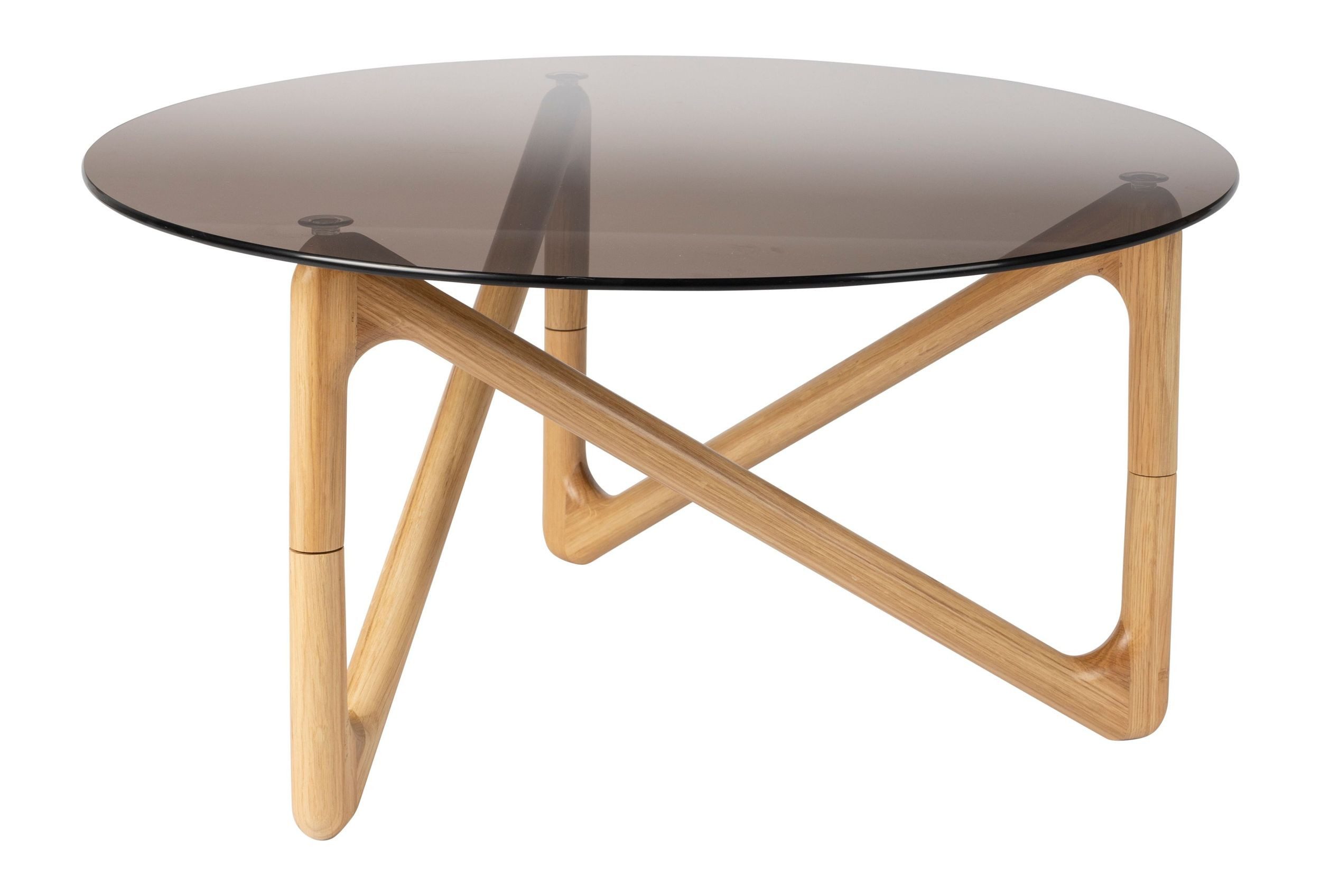 Dutchbone Couchtisch Couchtisch Naia mit Glasplatte und Eichenholzgestell, Boho-Chic