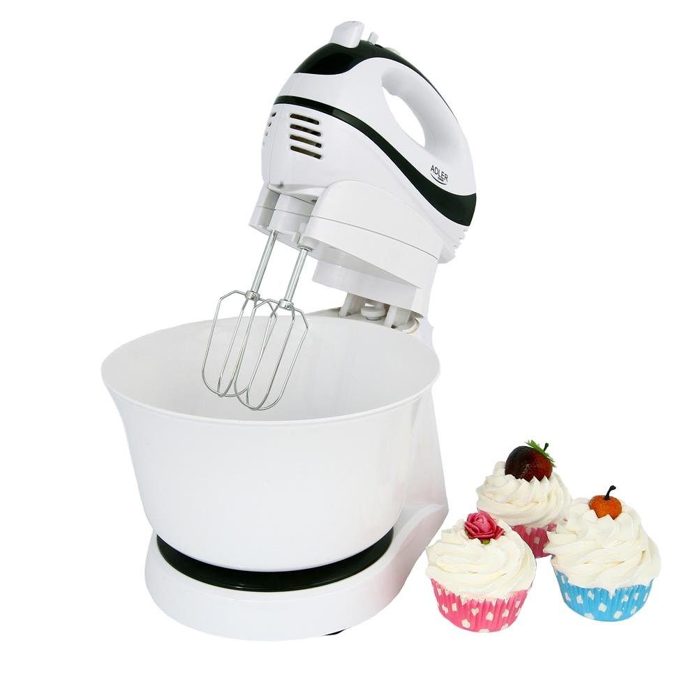 Adler Handmixer AD 4206, 300,00 W, 5 Geschwindigkeiten, mit Rührschüssel, Rührbesen und Knethaken