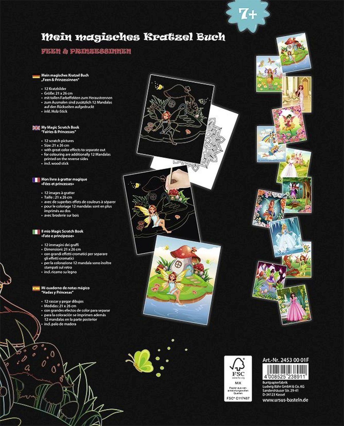 Ursus - Ludwig Bähr Bastelfilz Mein magisches Kratzelbuch 'Feen & Prinzessinnen'