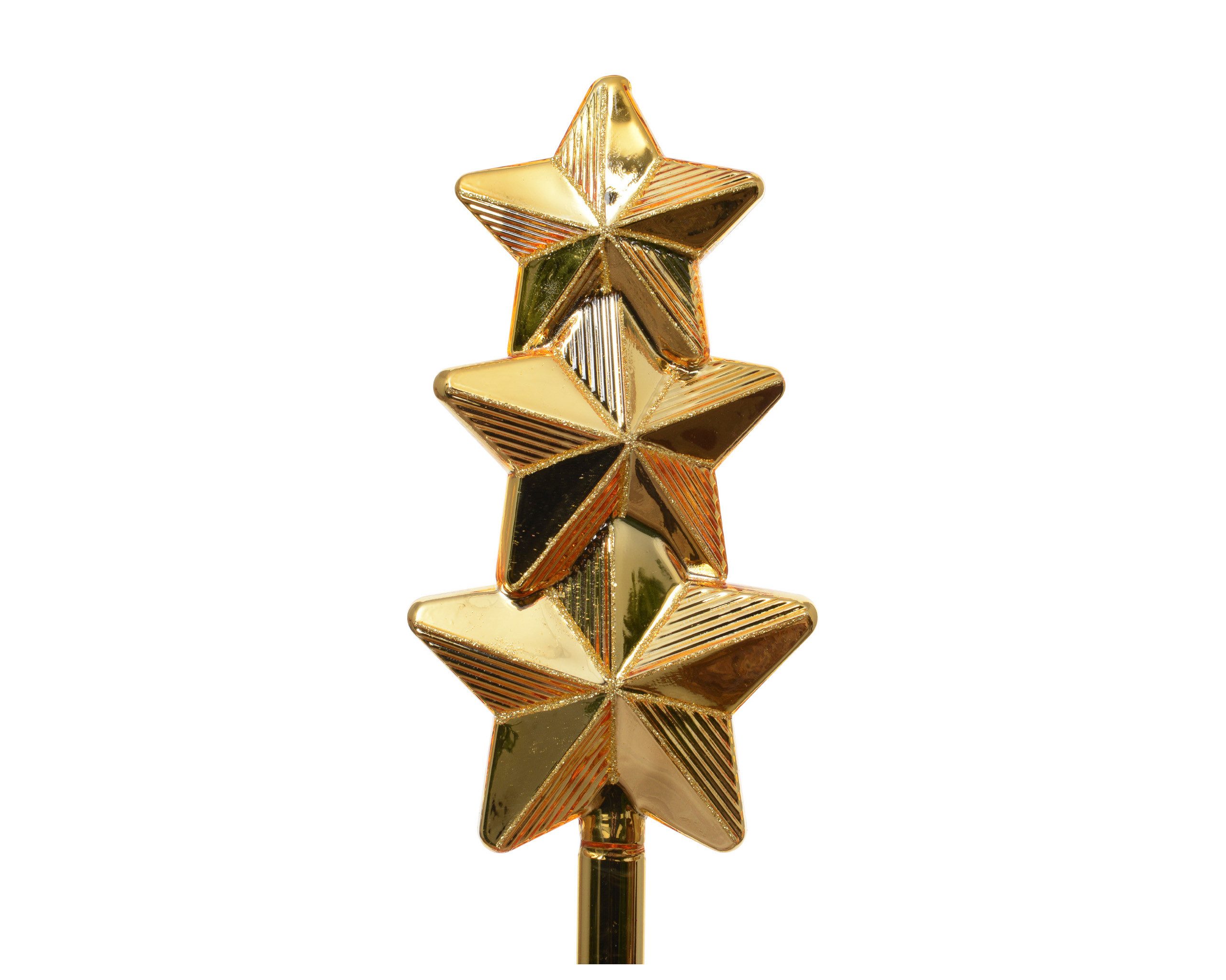 Kaemingk Christbaumspitze, Christbaumspitze Glas 27cm Sternen Motiv mit Glitzer Gold