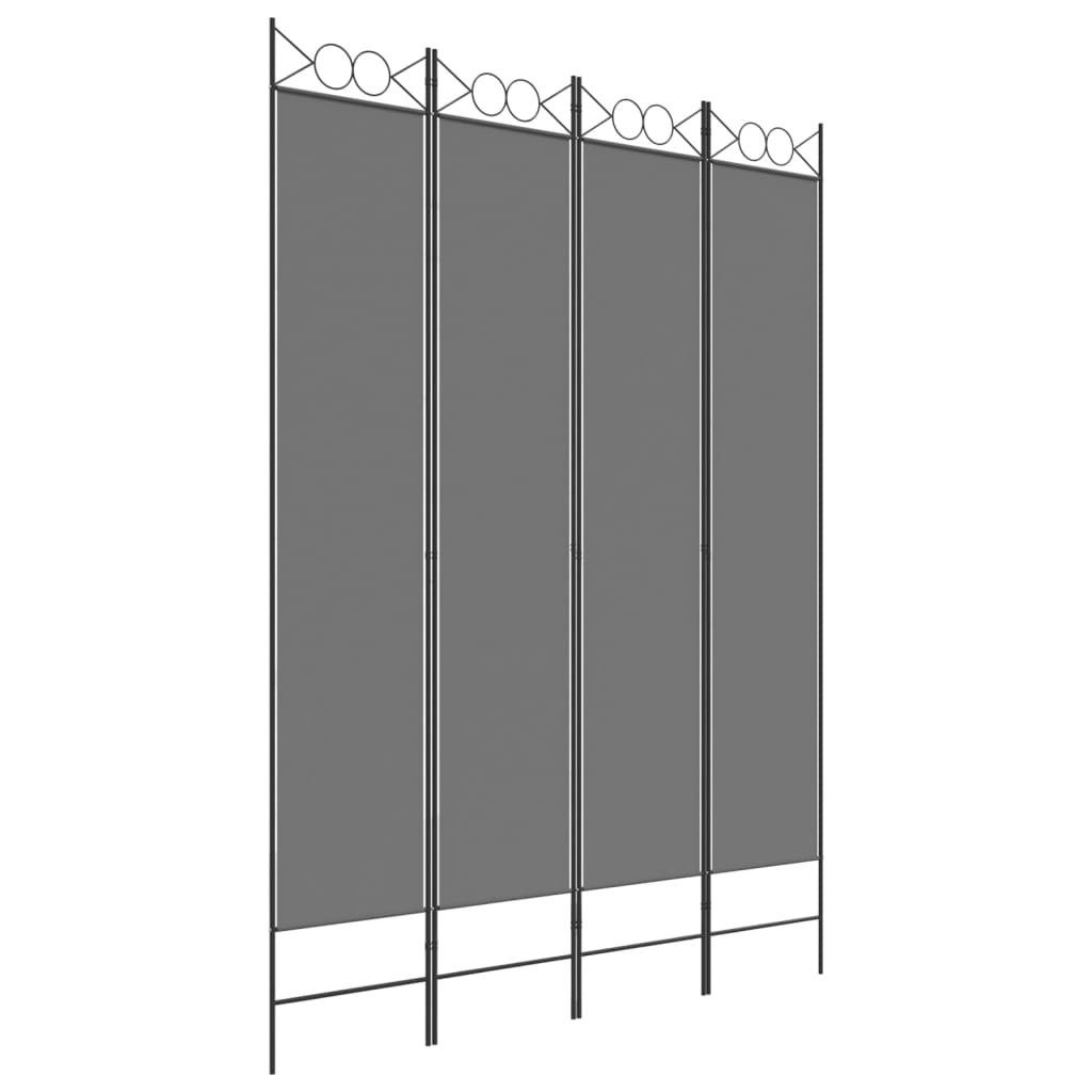 vidaXL Raumteiler 4-tlg Paravent Anthrazit Wand Stoff cm Spanische 160x220 Raumteiler