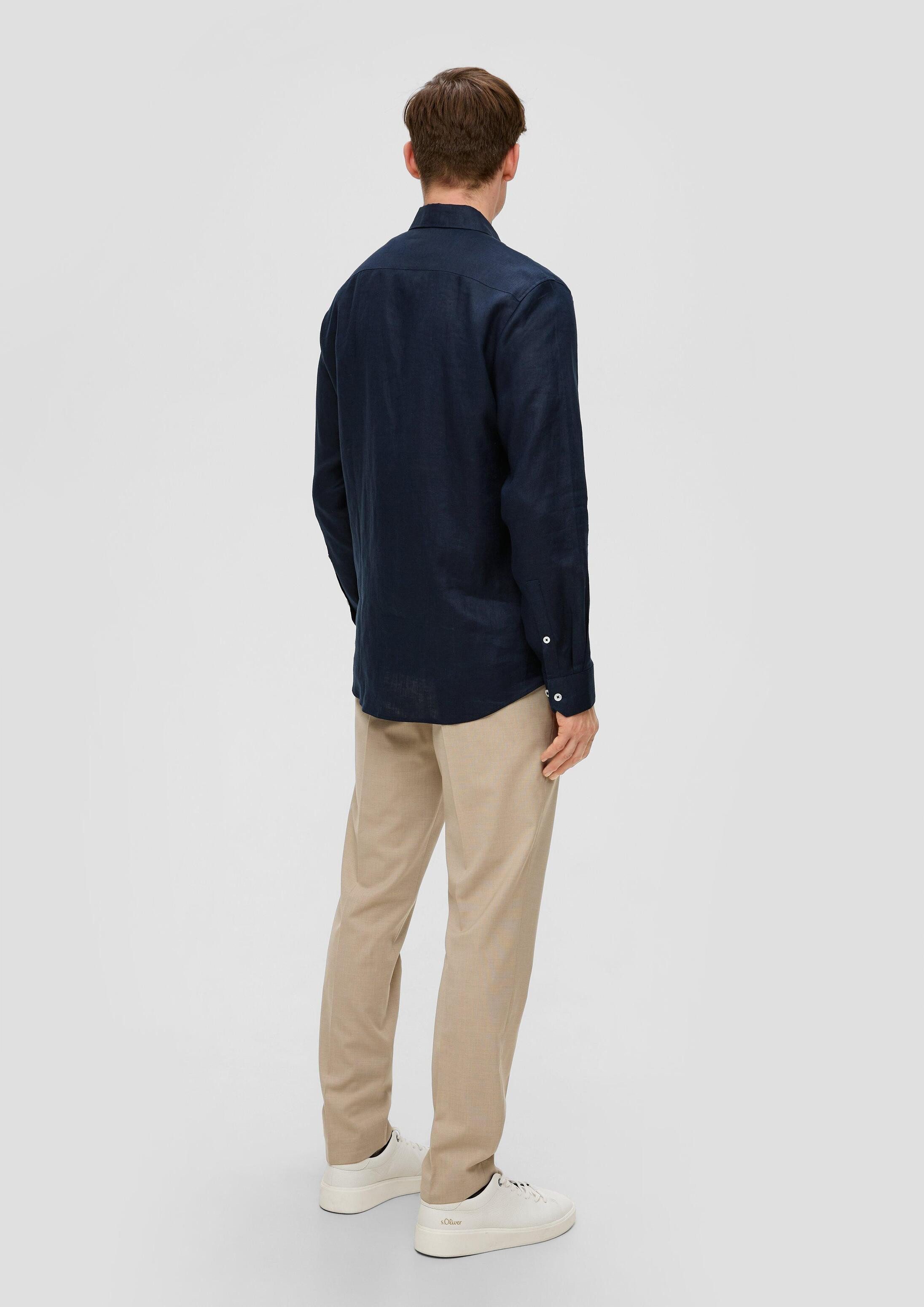 s.Oliver Langarmhemd Hemd Glänzendes Tailored Fit Hemd aus Leinen