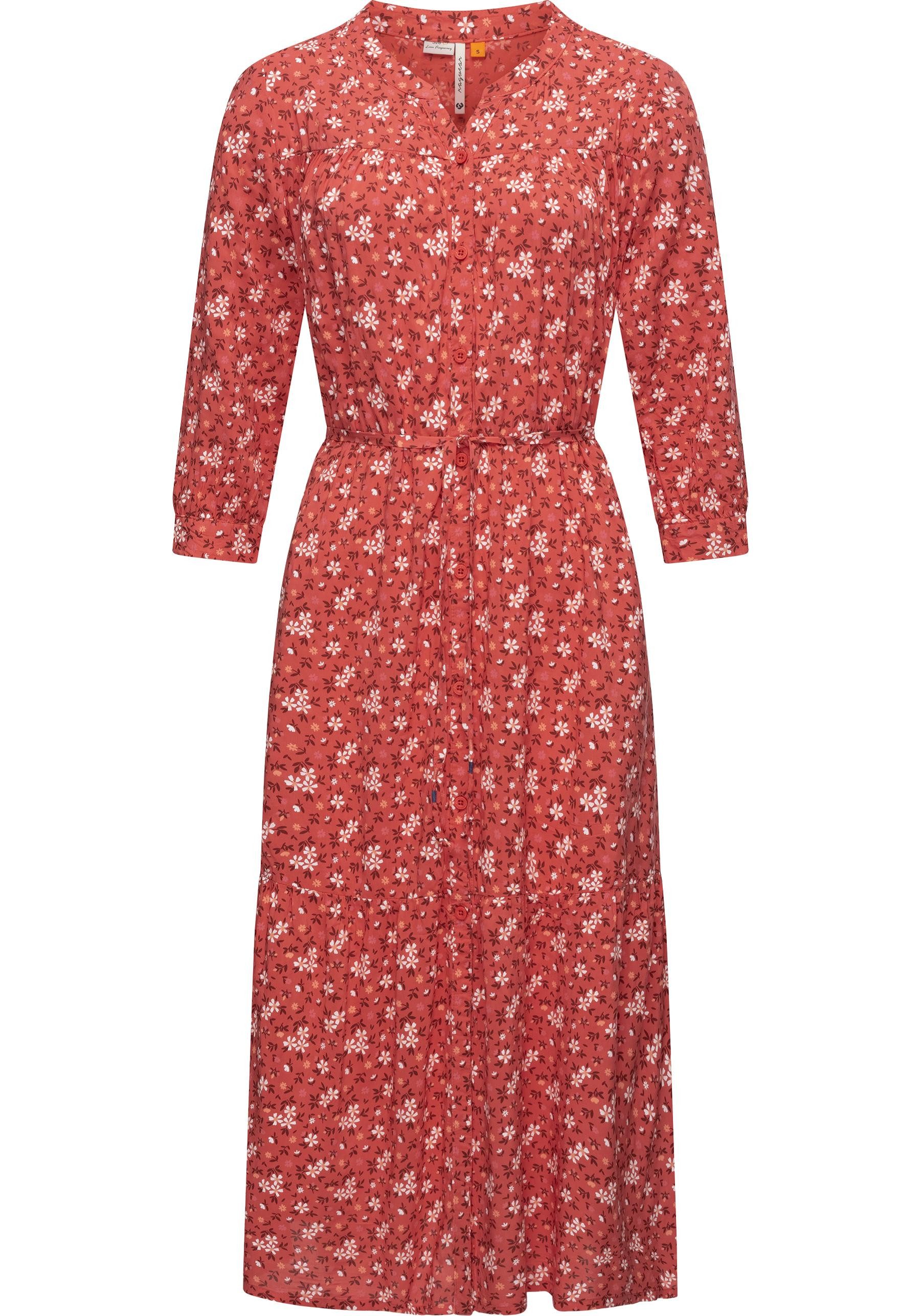 Ragwear Maxikleid Meve Leichtes Langarmkleid mit Blumenmuster