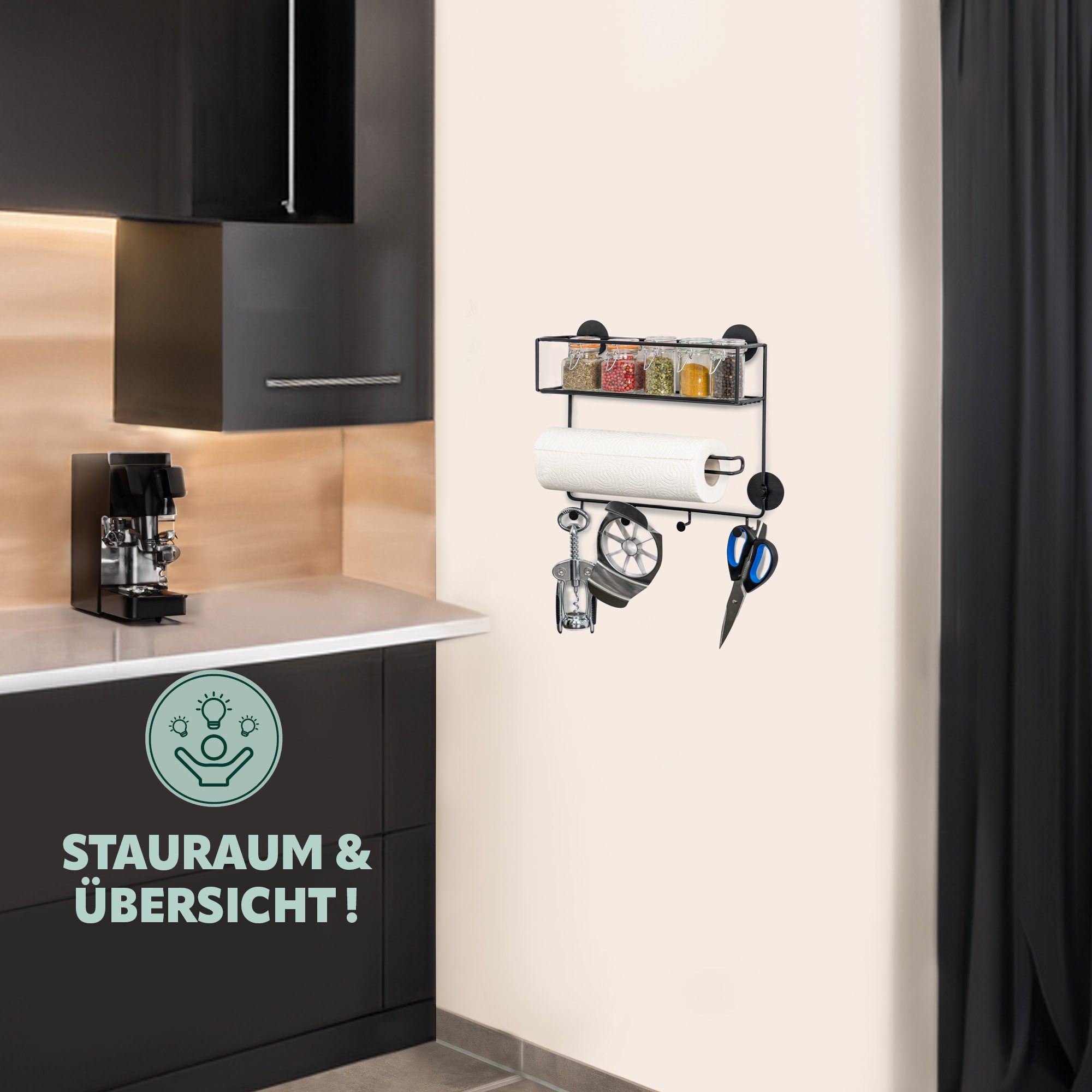 bremermann Küchenregal Küchen-Organizer Ablage, Haken und Rollenhalter, Kle günstig online kaufen