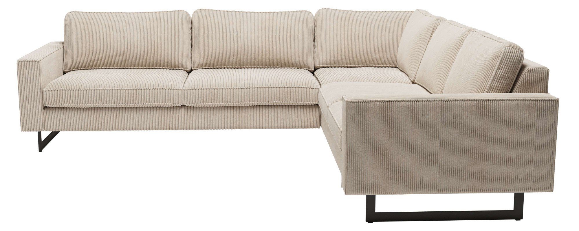 Places of Style Ecksofa Pinto, 250/290 cm, langer Schenkel, XXL, Ottomane, Cord, Feincord, Luxus-Microfaser Leder und Chenille