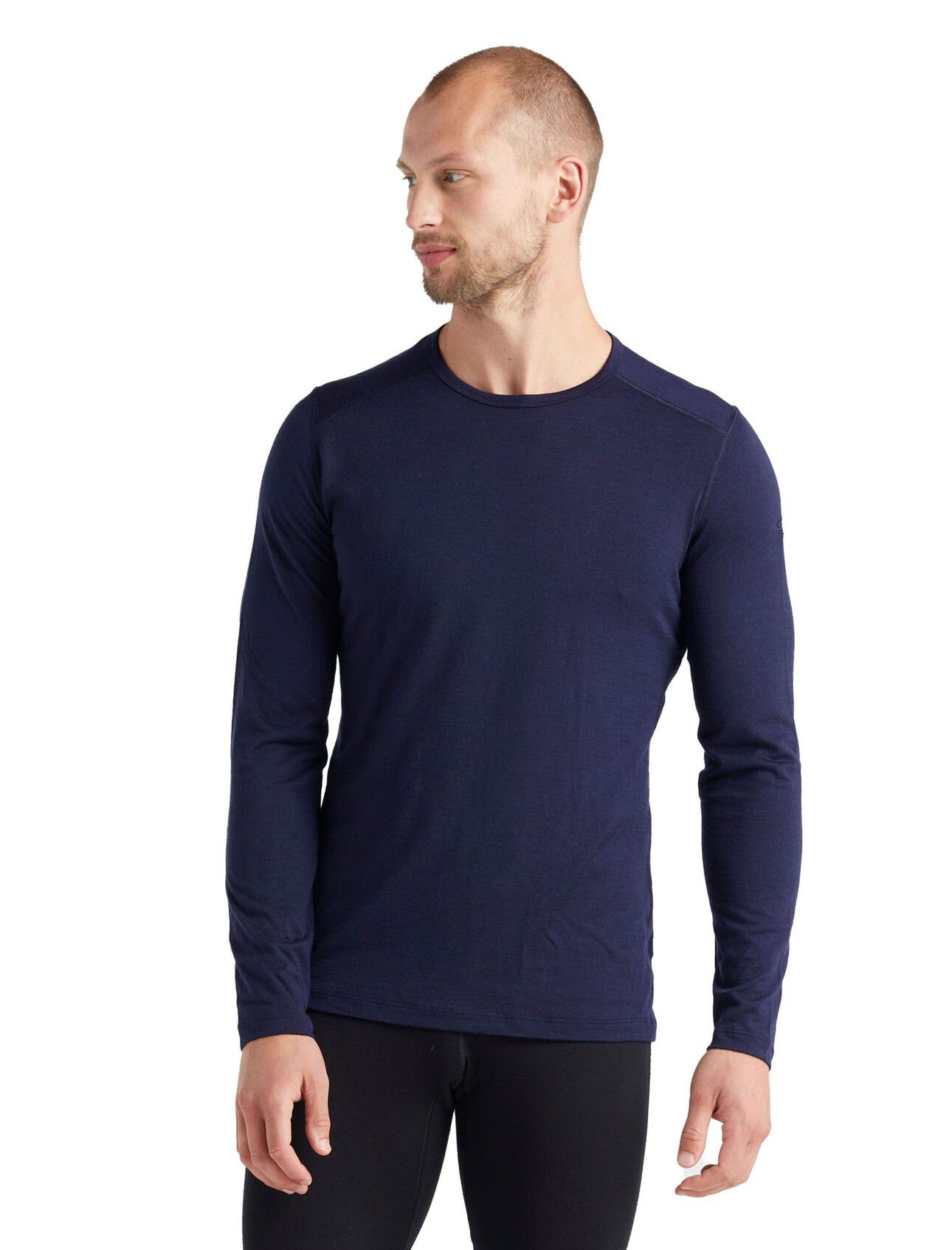 Icebreaker Langarmshirt Unterwäsche 200 Oasis LS Crewe - Merinowolle, enganliegend - navyblau