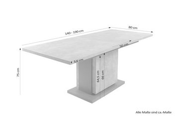 byLIVING Esstisch »Britta«, mit Auszugsfunktion, in 2 Breiten 140-190 cm oder 160-215 cm, Einlegeplatte im Tisch verstaubar