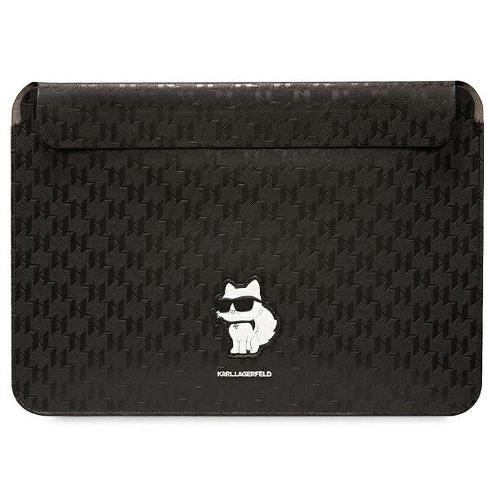 KARL LAGERFELD Laptoptasche Laptophülle Schutzhülle Notebooktasche (Spar-Set, 1-tlg., 40 x 28 x 3 cm leicht), Magnetverschluss, Choupette-Aufnäher, Saffiano-Prägung