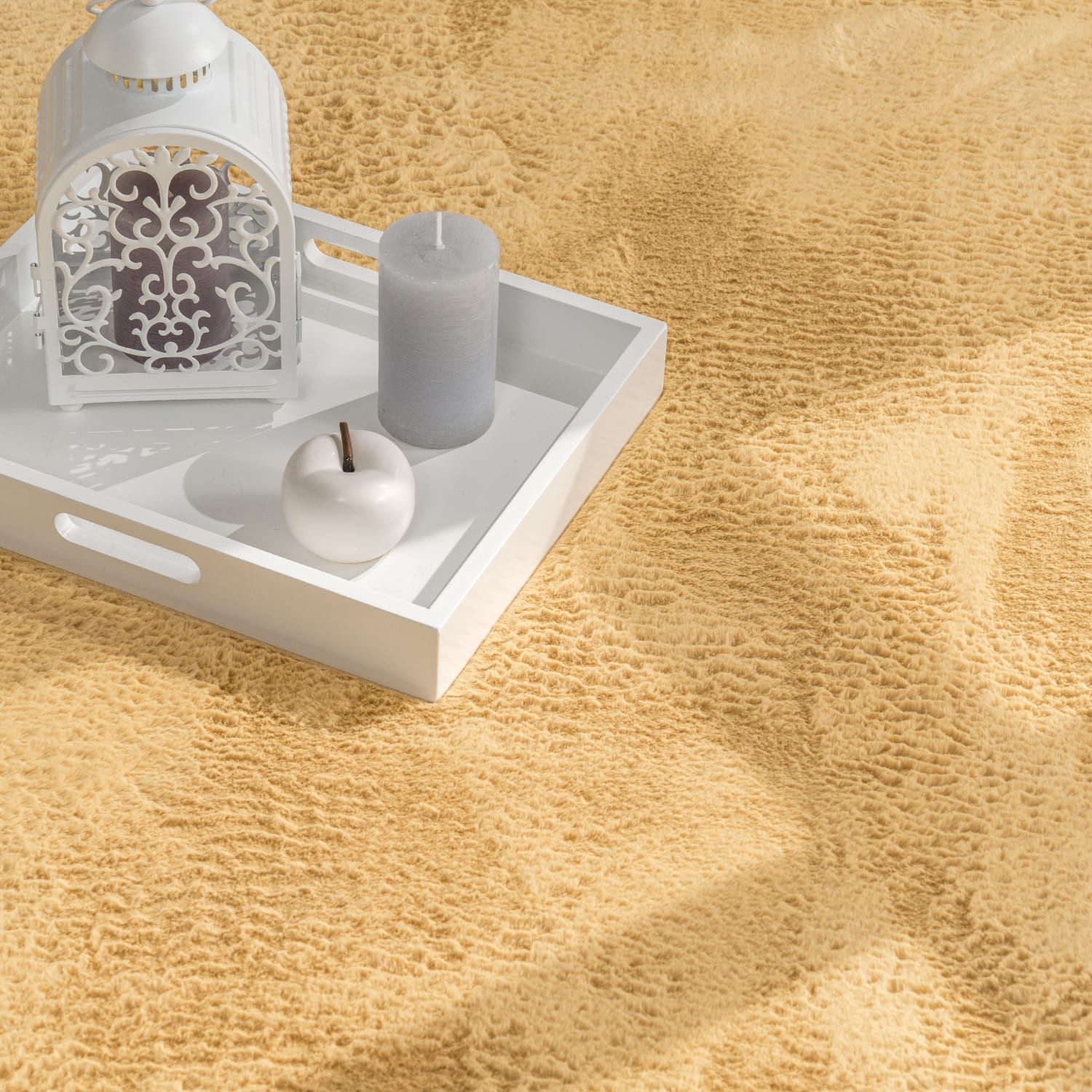 KADIMA DESIGN Teppich waschbar Einfarbig Wohnzimmer schmutzabweisend Teppich Kurzflor, Rund, Höhe: 14 mm, Florhöhe: 10 mm, Polyester, Rund, 80D, Gelb