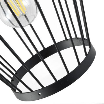 LQWELL Pendelleuchte E27 Hängelampe Schwarz, Retro Pendellampe, Hängeleuchte Vertigo Lampe, Höhenverstellbare Kronleuchter Metall Rattan, für Wohnzimmer Schlafzimmer Esszimmer Studio Bartheke