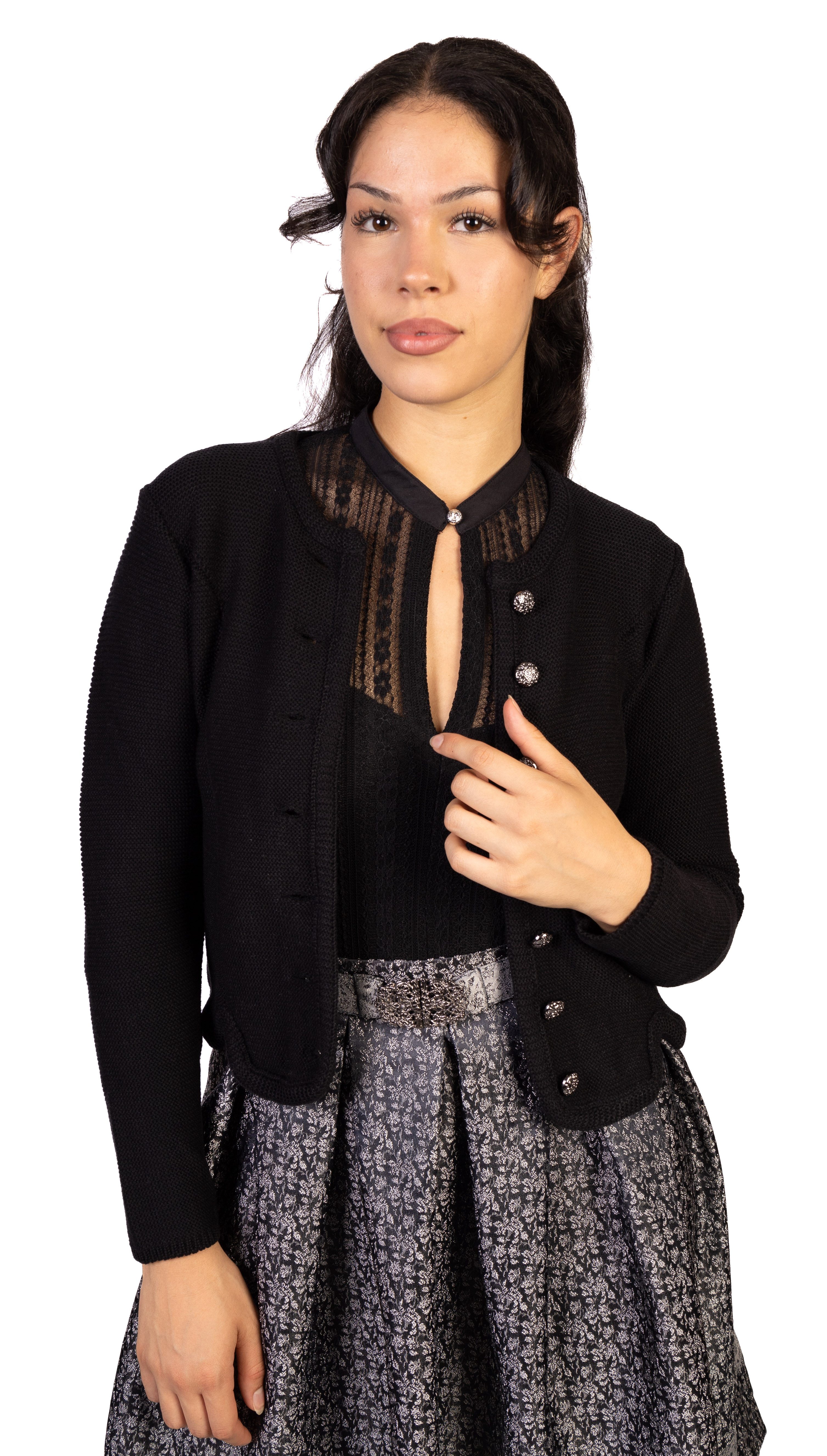 Trachtl Trachtenjacke Trachtl Jacke - Strickjacke 42 Schwarz