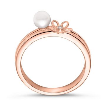 JEWLIX Silberring Ring für Damen von JEWLIX 925er Silber mit Perle, IP Rosé, Größe: 52mm
