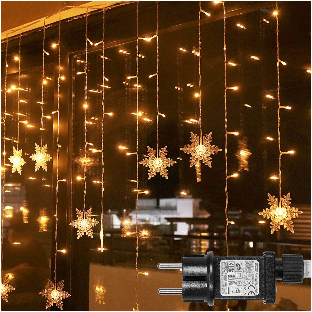 Jibenhome LED-Lichterkette Schneeflocke Lichtervorhang 8 Modi, Timer, mit S günstig online kaufen
