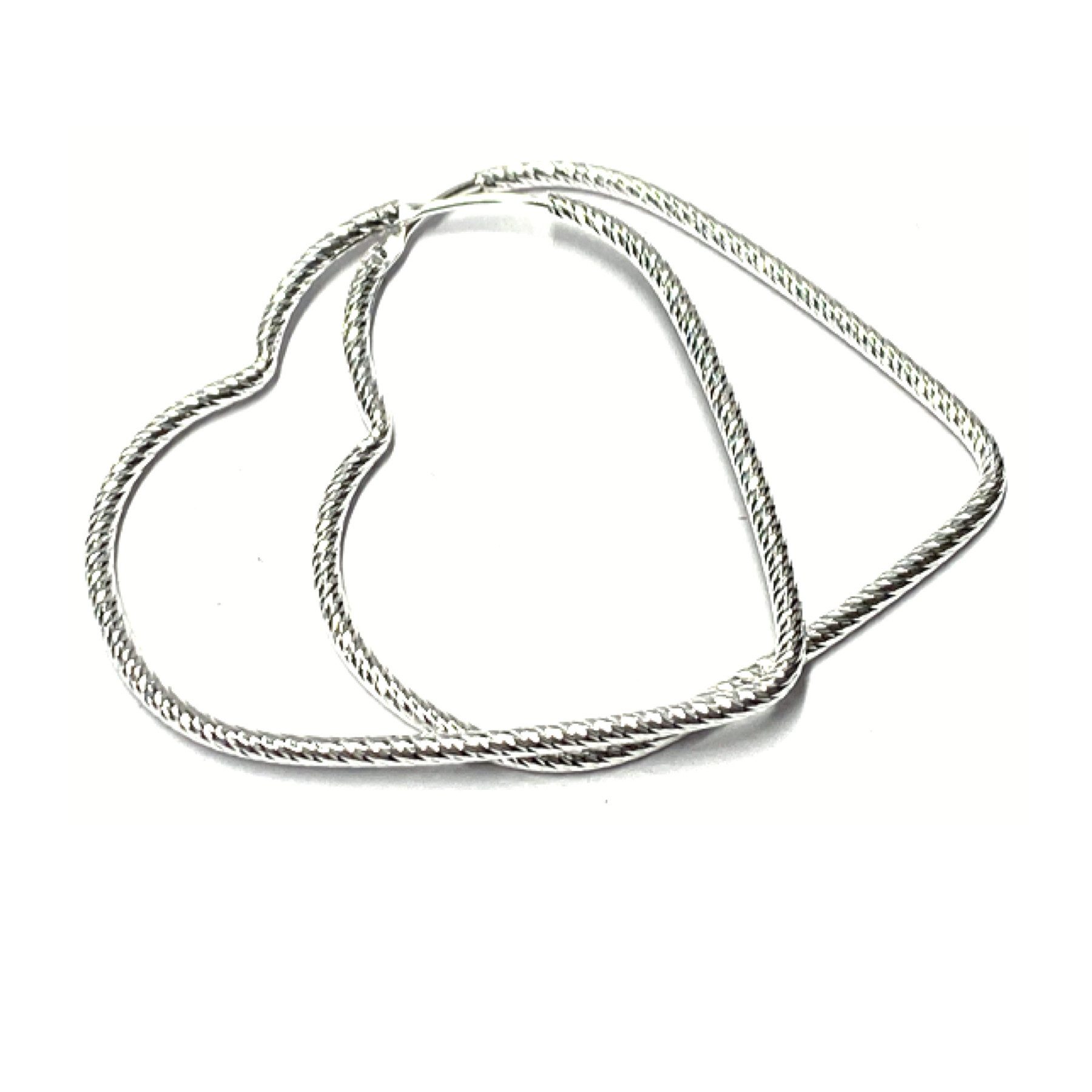 Paar Creolen Ohrring 925 Silber diamantiert Herzform Bügelcreole Ohrschmuck