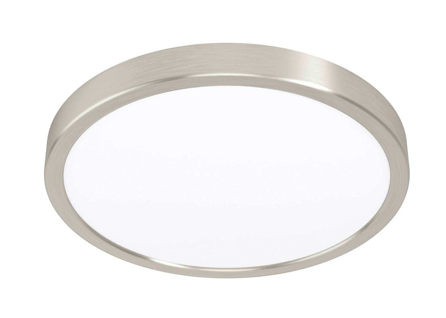 EGLO LED Deckenleuchte FUEVA, 1-flammig, Ø 28 cm, Nickelfarben, Weiß, LED fest integriert, Warmweiß, LED Deckenlampe, Stahl, Kunststoffschirm