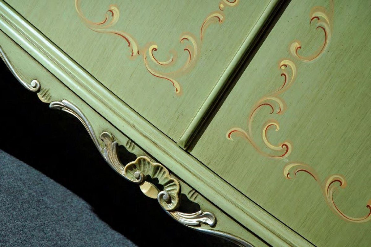 Schlafzimmerschrank Casa Barock Türen mit - in Kleiderschrank Grün Luxus Handgefertigter - Qualität Schlafzimmer - Hotel - & Möbel 8 Kleiderschrank Barock Padrino Erstklassische Made Italy