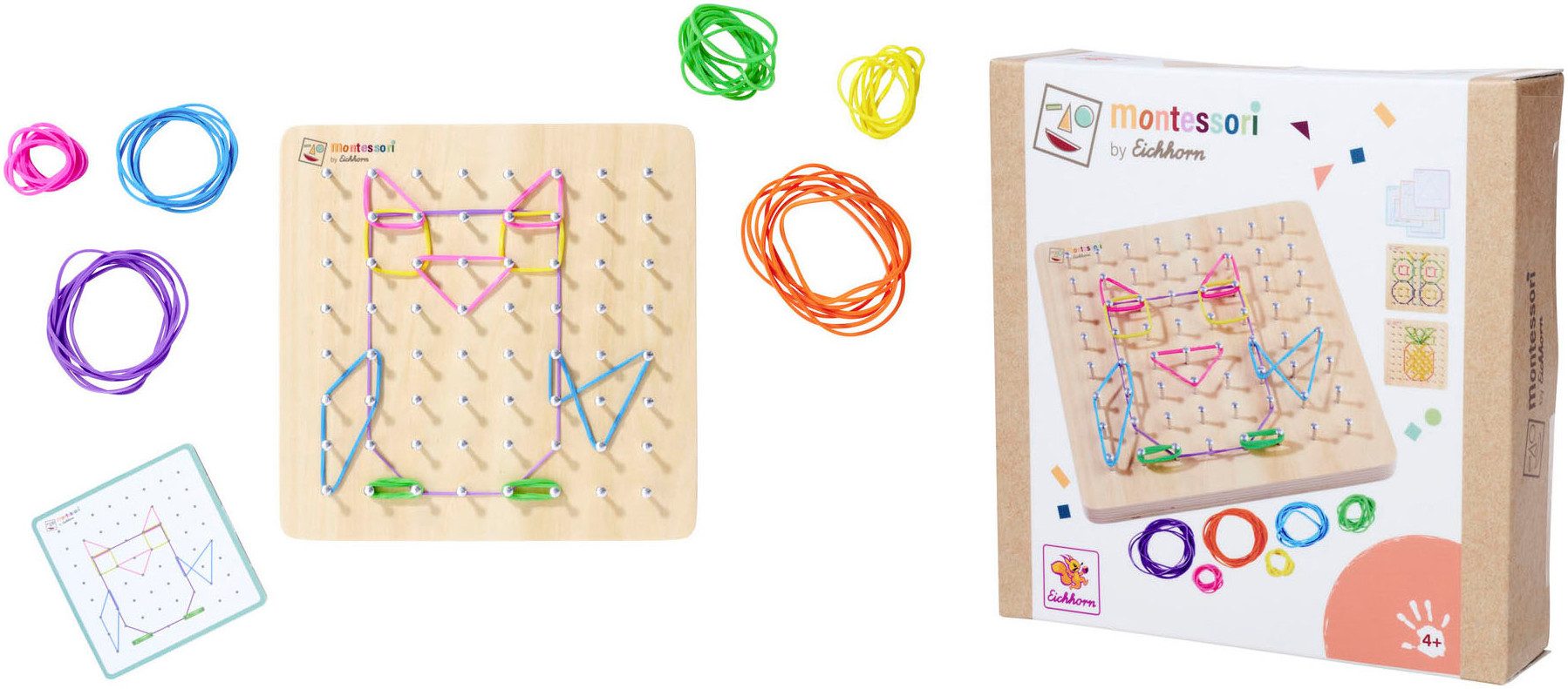 Eichhorn Lernspielzeug Montessori Geometriebrett, FSC® - schützt Wald