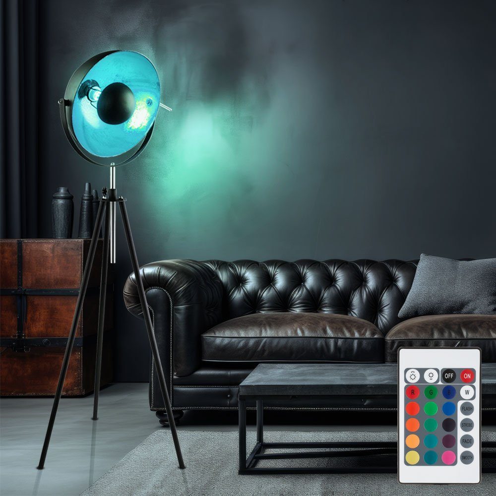 GLOBO LIGHTING LED Stehlampe, Leuchtmittel inklusive, Warmweiß, Farbwechsel, Steh Lampe schwarz Decken Dimmer Fernbedienung Wohnraum Leuchte im Set
