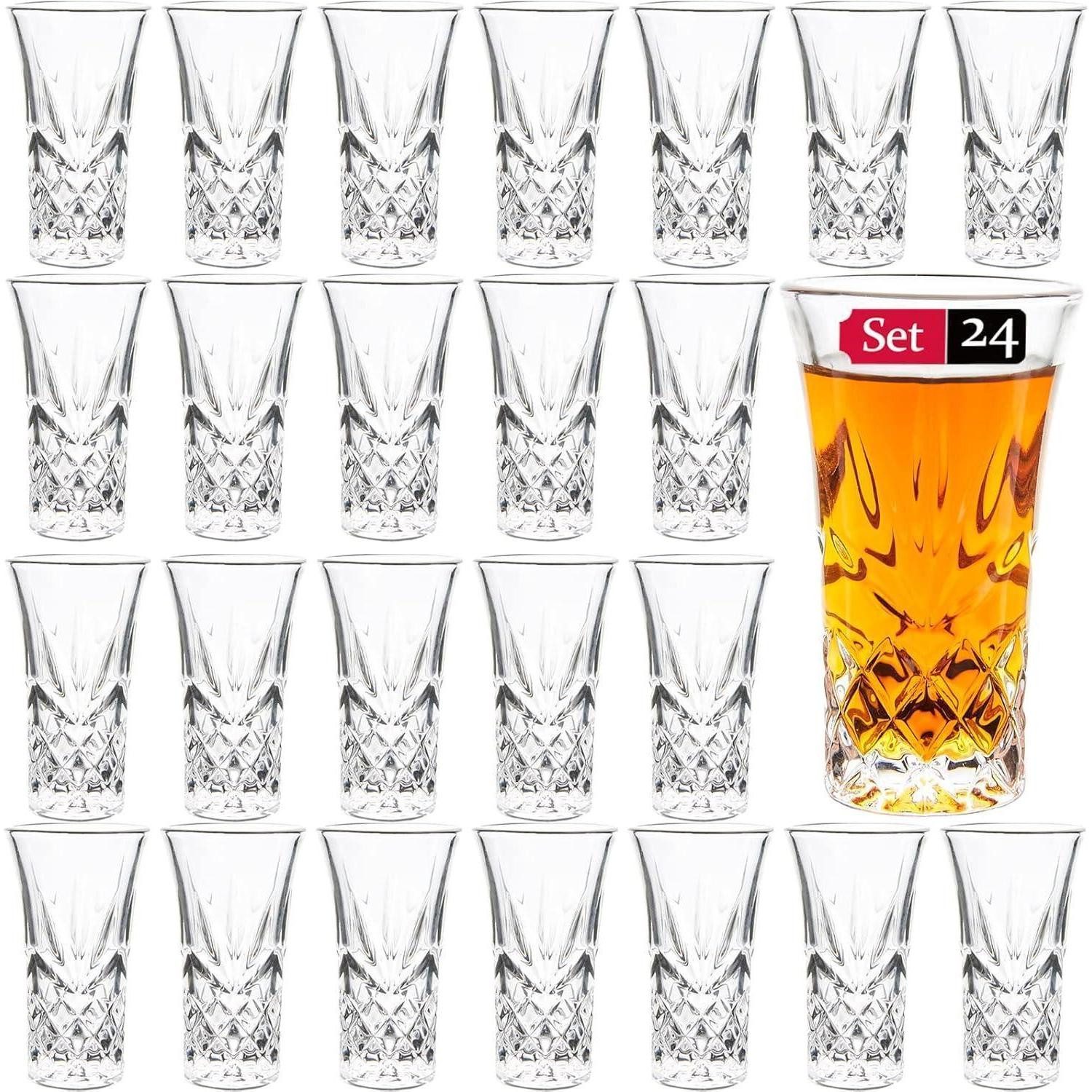 LuxusKollektion Schnapsglas Tequila Gläser 60ml Schwerer Boden 24 Stück, Glas