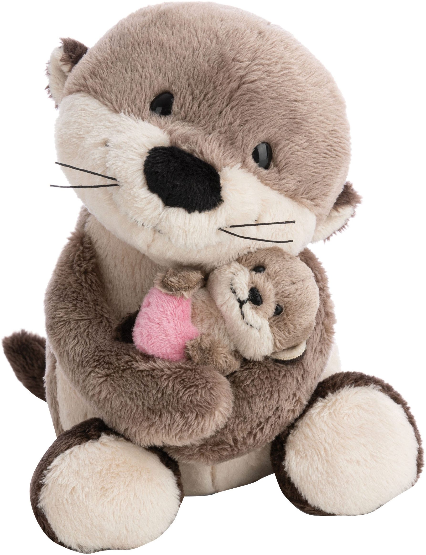 Nici Kuscheltier Little & Me, Otter 20 cm mit Kind 6 cm, 2in1: Kuscheltier Mama mit Kuscheltier Baby