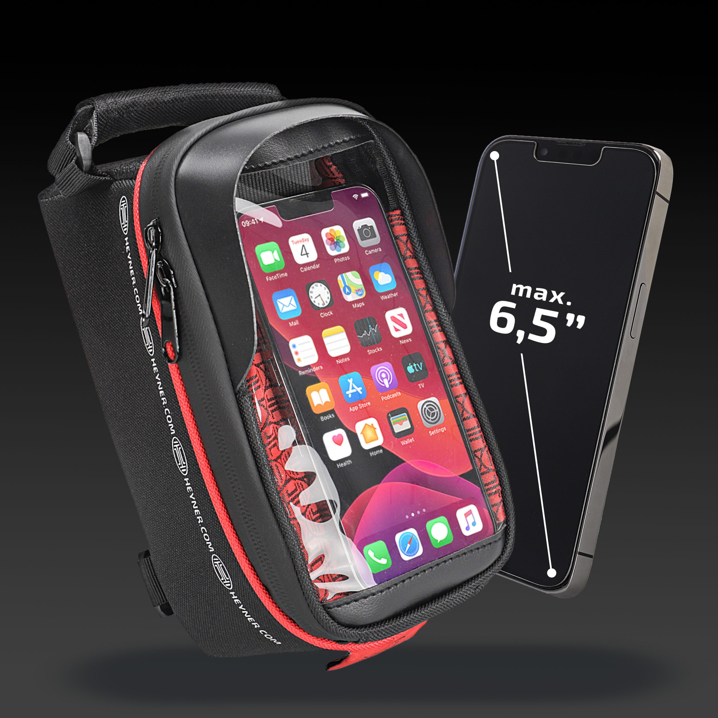 HEYNER Fahrradtasche HEYNER® Rahmentasche wasserdicht mit Handyhalterung 6,5 Zoll für Fahrr (1-tlg)