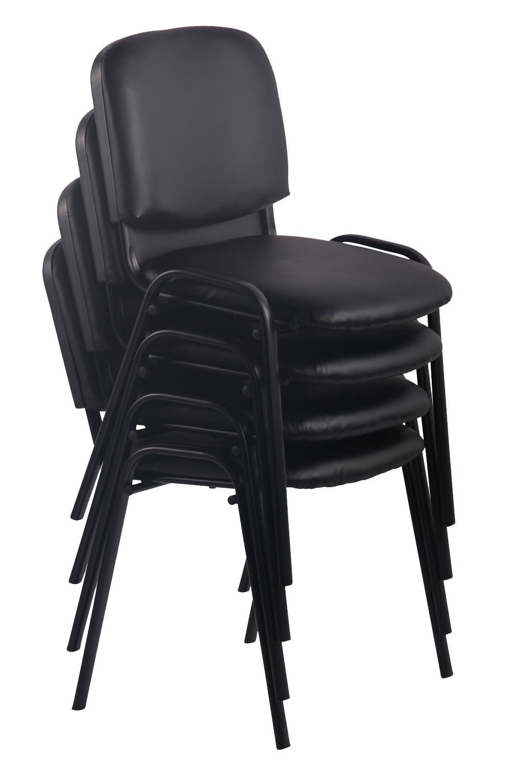Besucherstuhl Gestell: Warteraumstuhl Messestuhl, 4 Polsterung schwarz TPFLiving - - Keen matt grün mit (Besprechungsstuhl Kunstleder - St), Metall - Sitzfläche: Konferenzstuhl hochwertiger
