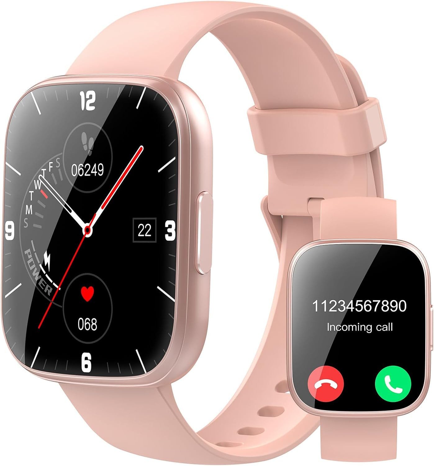 Vivitar Bluetooth 5.3 mit Anruffunktion, Fitnessuhr mit 112 Sportmodi Smartwatch IP68 wasserdicht, Schrittzähler, Herzfrequenzanzeige, Schlafaufzeichnung, Nachrichten, Musiksteuerung, Wetter, Wecker, Kamera-Fernsteuerung, Fitness Tracker Sportuhr kompatibel mit Android 5.0+ und iOS 9.0+